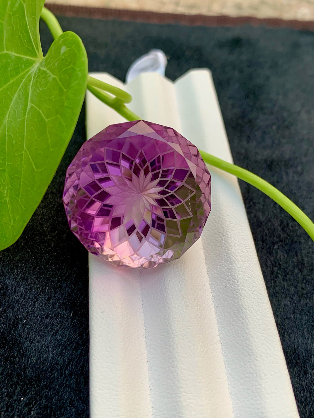 83.65 CT Purple Pink Amethyst Gemstone: Precision Flower Cut, February Birthstone