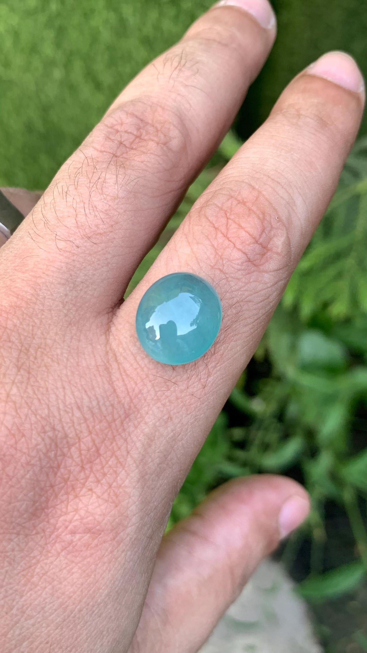 Grandidierite Gemstone Cabochon: Bluish Green, Rare Madagascar Stone, 10.40 Carats