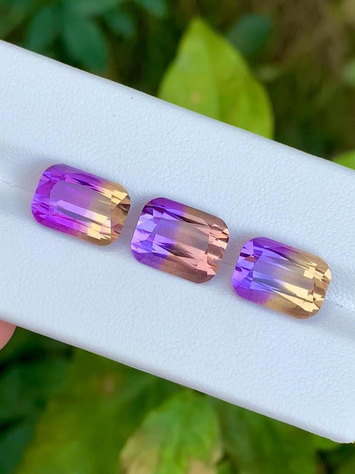 Ametrine 14.00ct Set • Cushion Cut Pair & Center Stone • Brazil