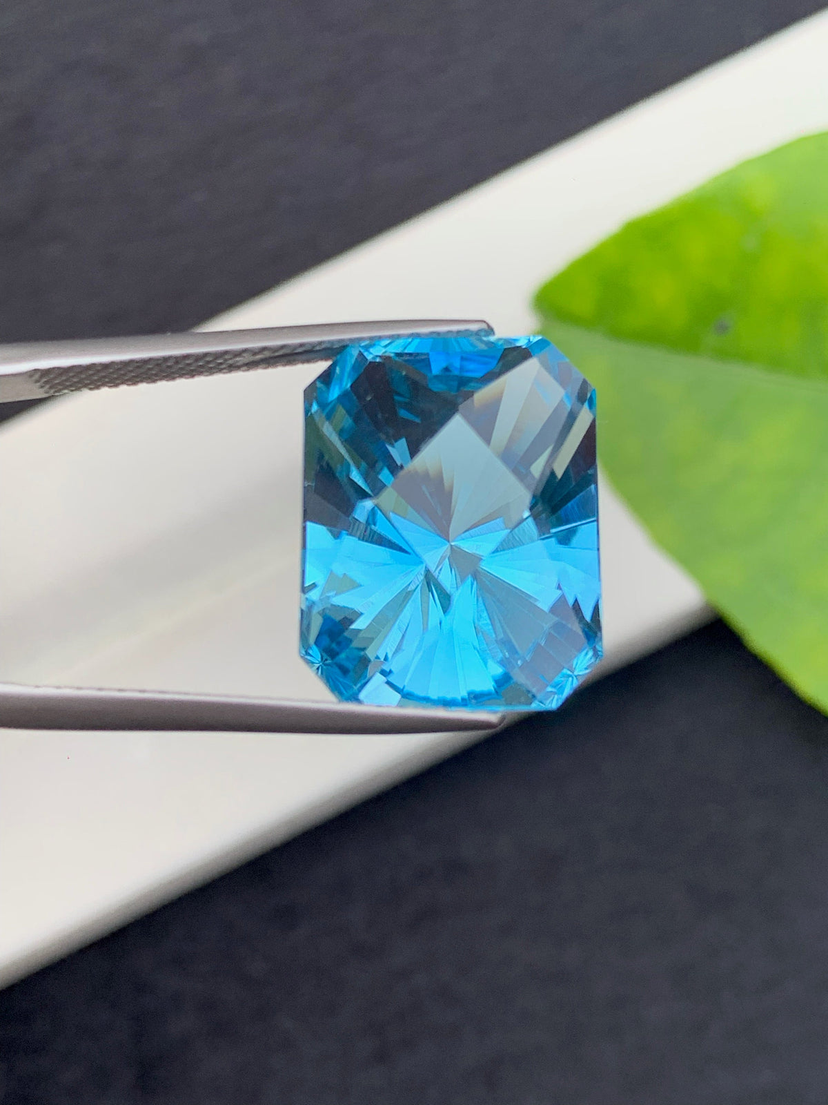 Swiss Blue Topaz Gemstone: 19 CT Emerald Cut, December Birthstone