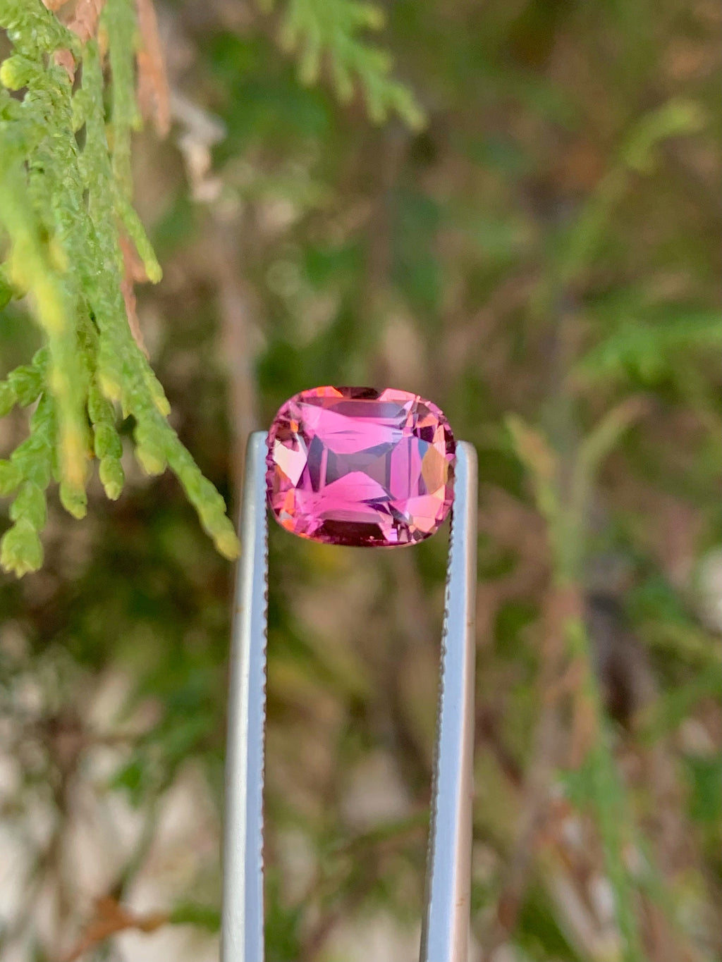 Pink Tourmaline Gemstone: 2.85CT Faceted Cushion Cut, October Birthstone