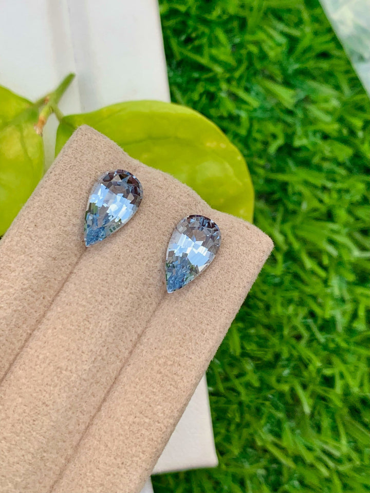 Santa Maria Aquamarine Gemstone Pair: Pear Cut Beryl, 3.70 CT