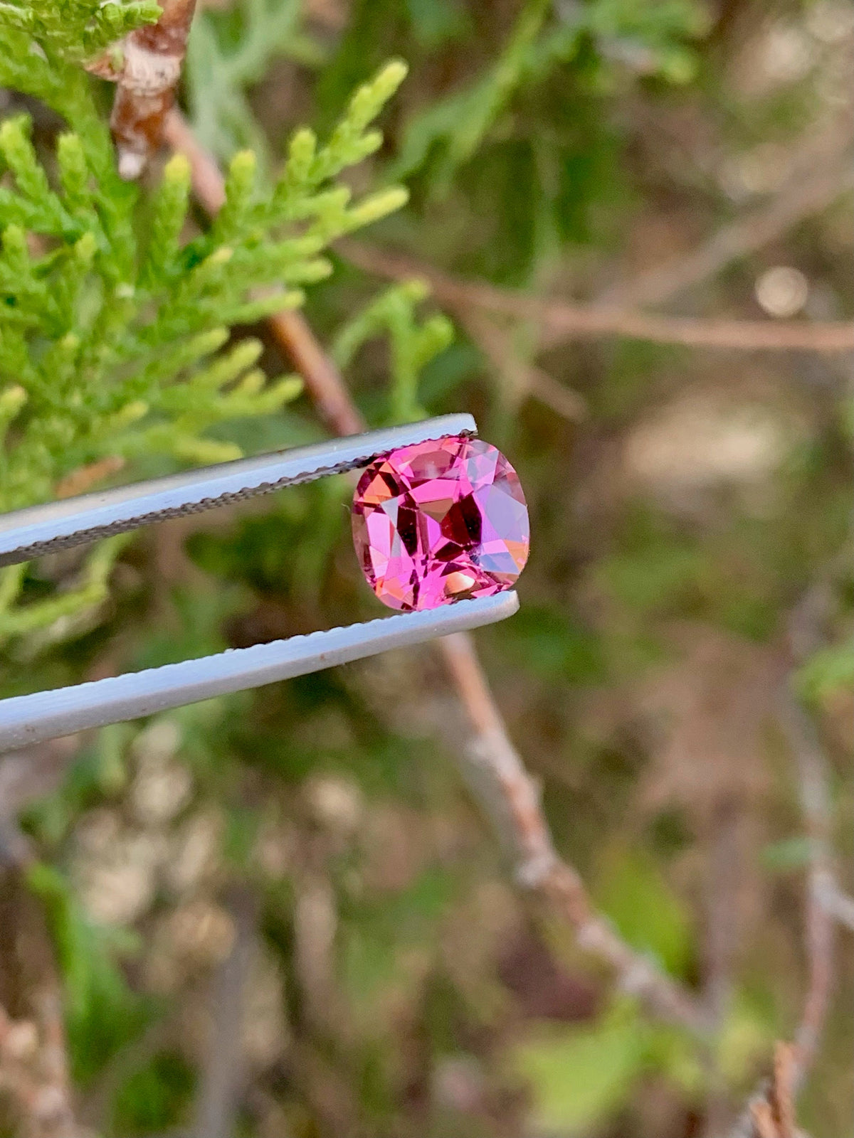 Faceted Pink Tourmaline Stone: 2.00 CT Cushion Cut Gemstone