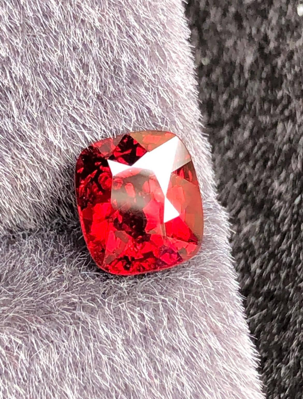 Vivid Red Spinel 1.84ct Step Cushion Cut - Burma Gemstone Loose Stone