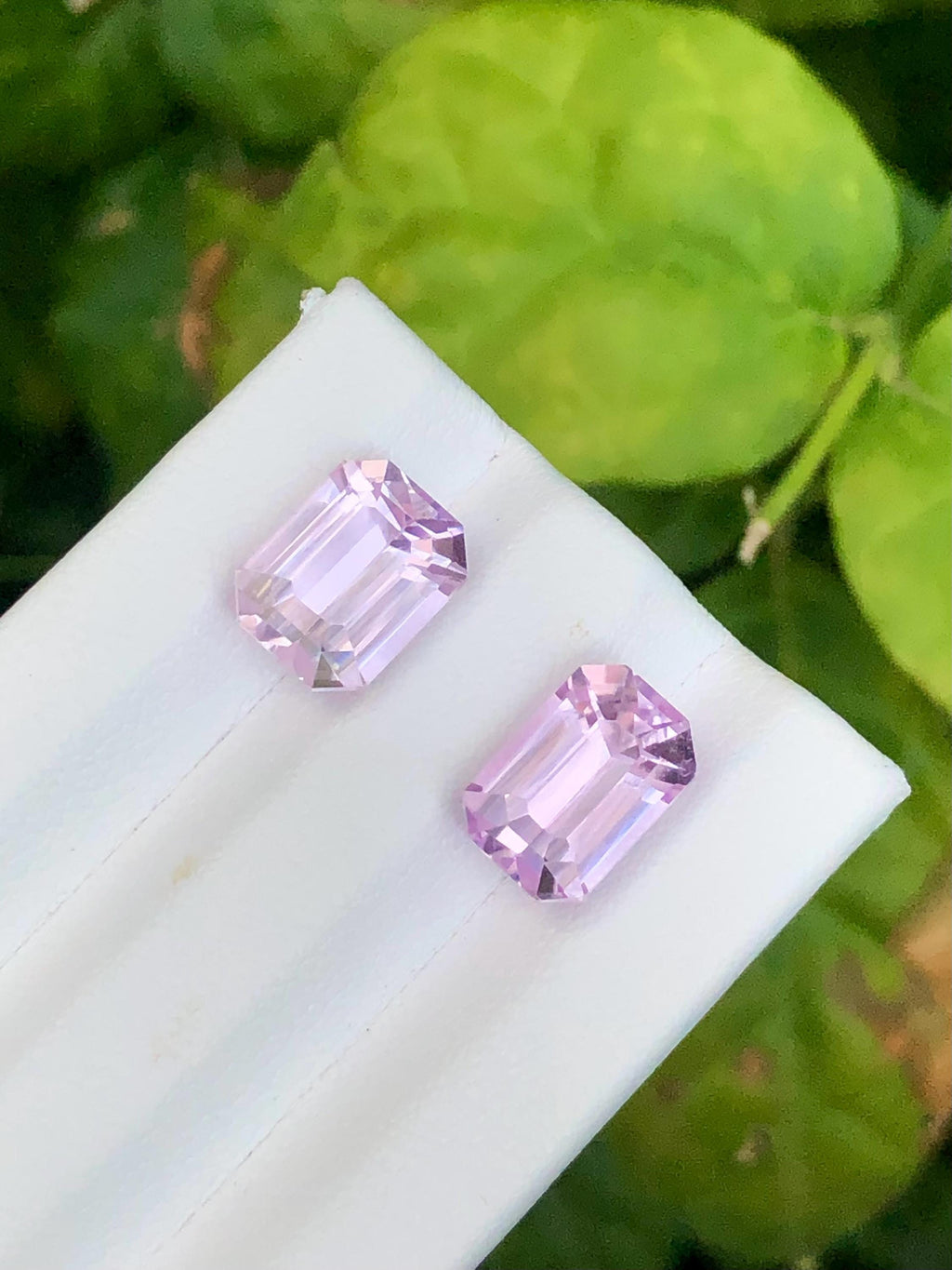 Pink Kunzite Pair 9.25ct Emerald Cut Gemstones from Afghanistan – Sparkling Matching Set