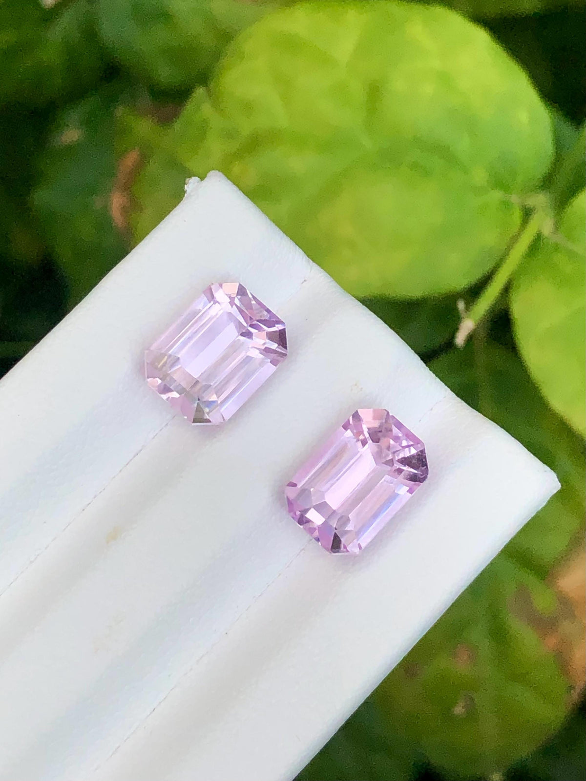 Pink Kunzite Pair 9.25ct Emerald Cut Gemstones from Afghanistan – Sparkling Matching Set