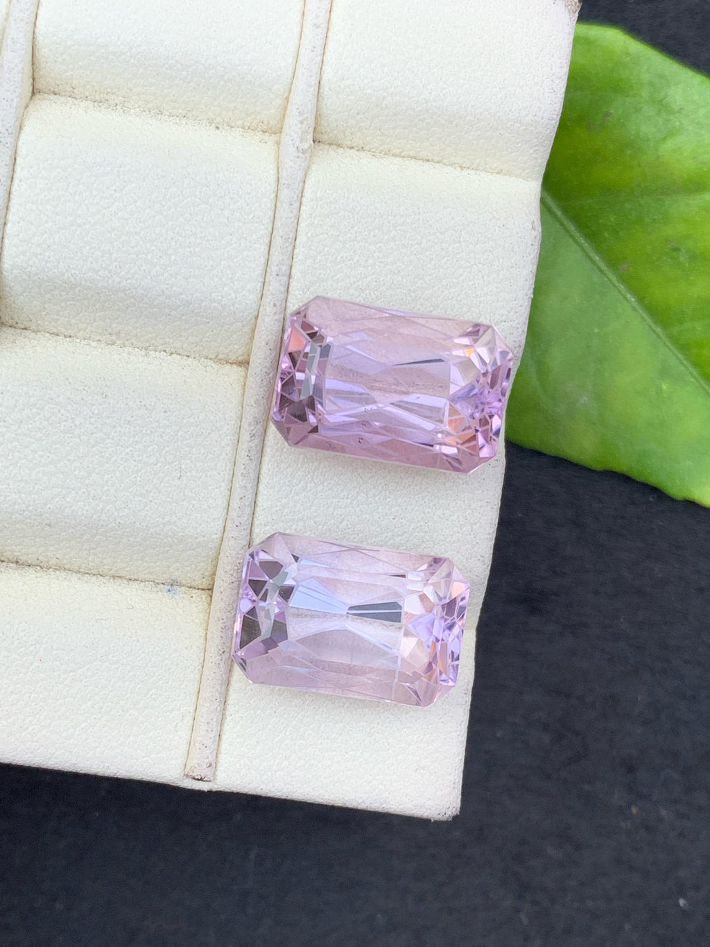 Lavender Pink Amethyst Gemstone Pair: Emerald Cut, VVS Clarity, 20.65 CT