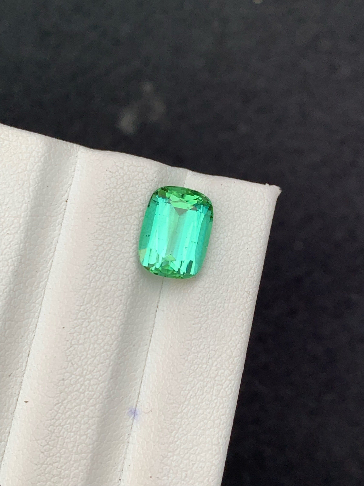 Natural Blue Green Tourmaline Gemstone: Cushion Cut, 3.35 Carat