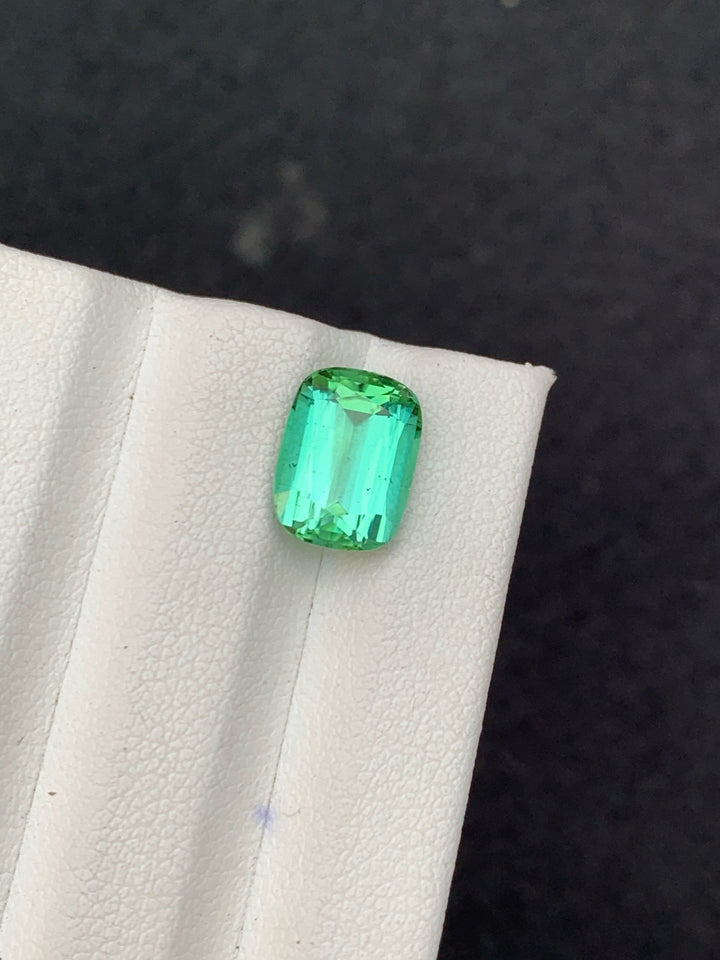 Natural Blue Green Tourmaline Gemstone: Cushion Cut, 3.35 Carat
