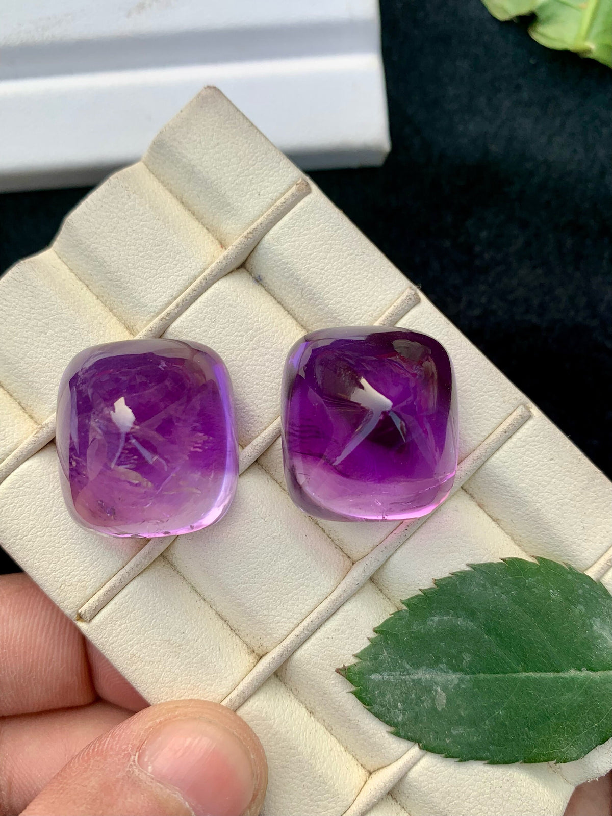 Deep Purple Amethyst Sugarloaf Cabochon Pair: 113.05 Carat Gemstone