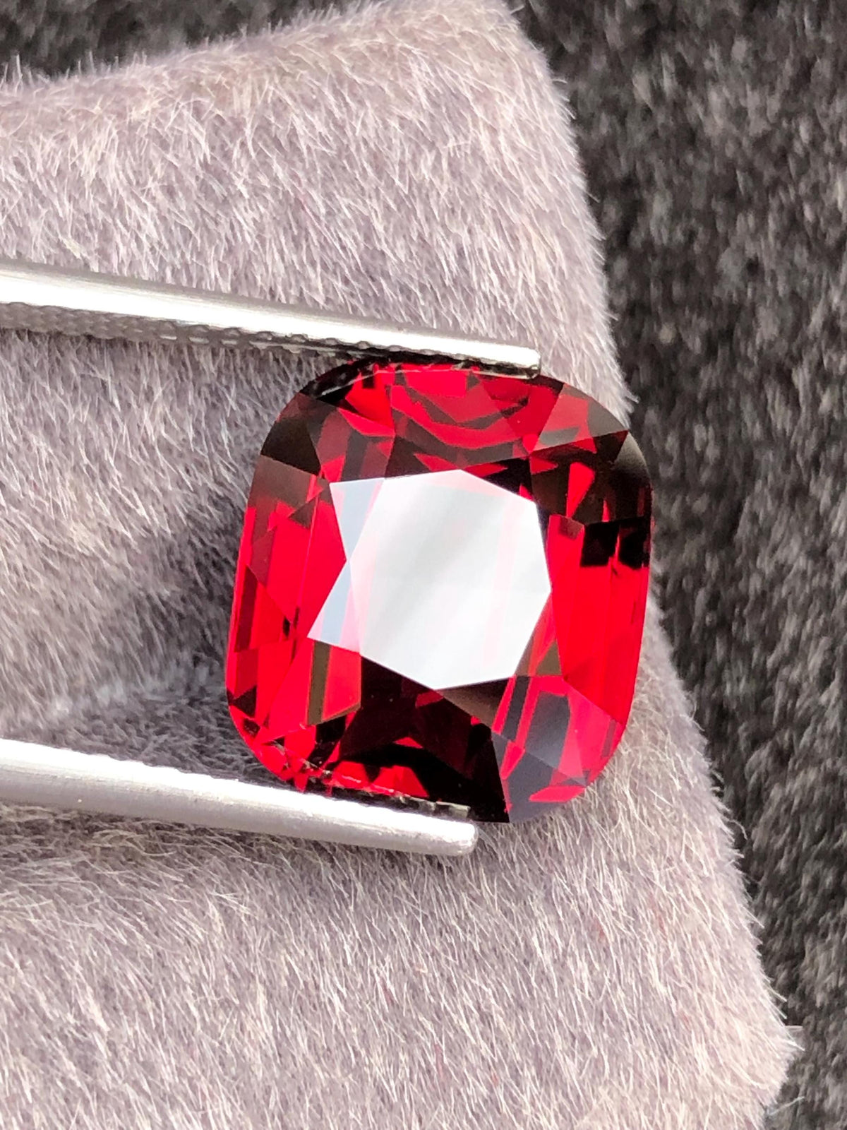 Red Rhodolite Garnet Cushion Cut 12.40 ct from Tanga Mine Tanzania