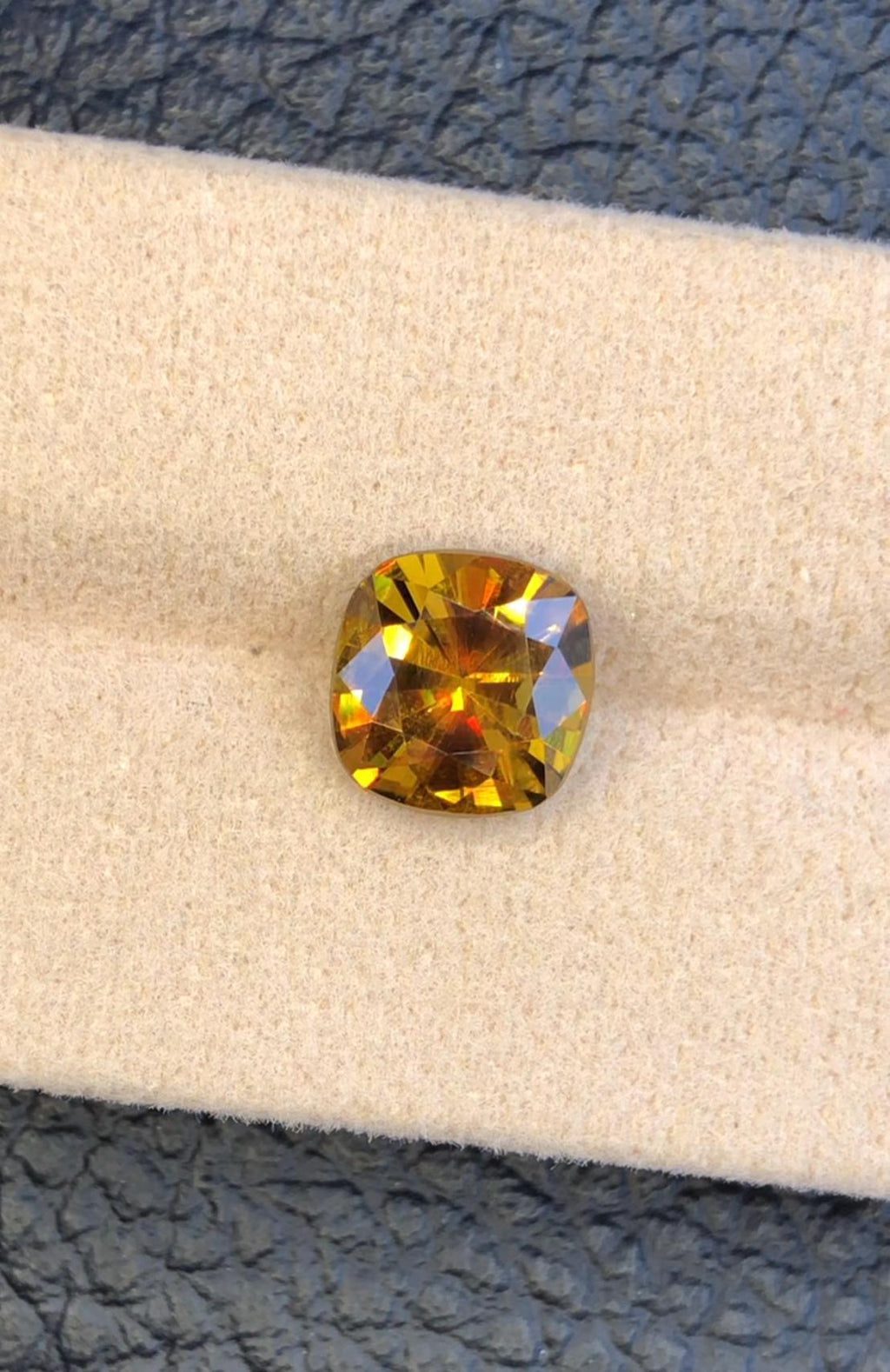 2.75 CT Cushion Cut Sphene Gemstone: AAA Fire Titanite