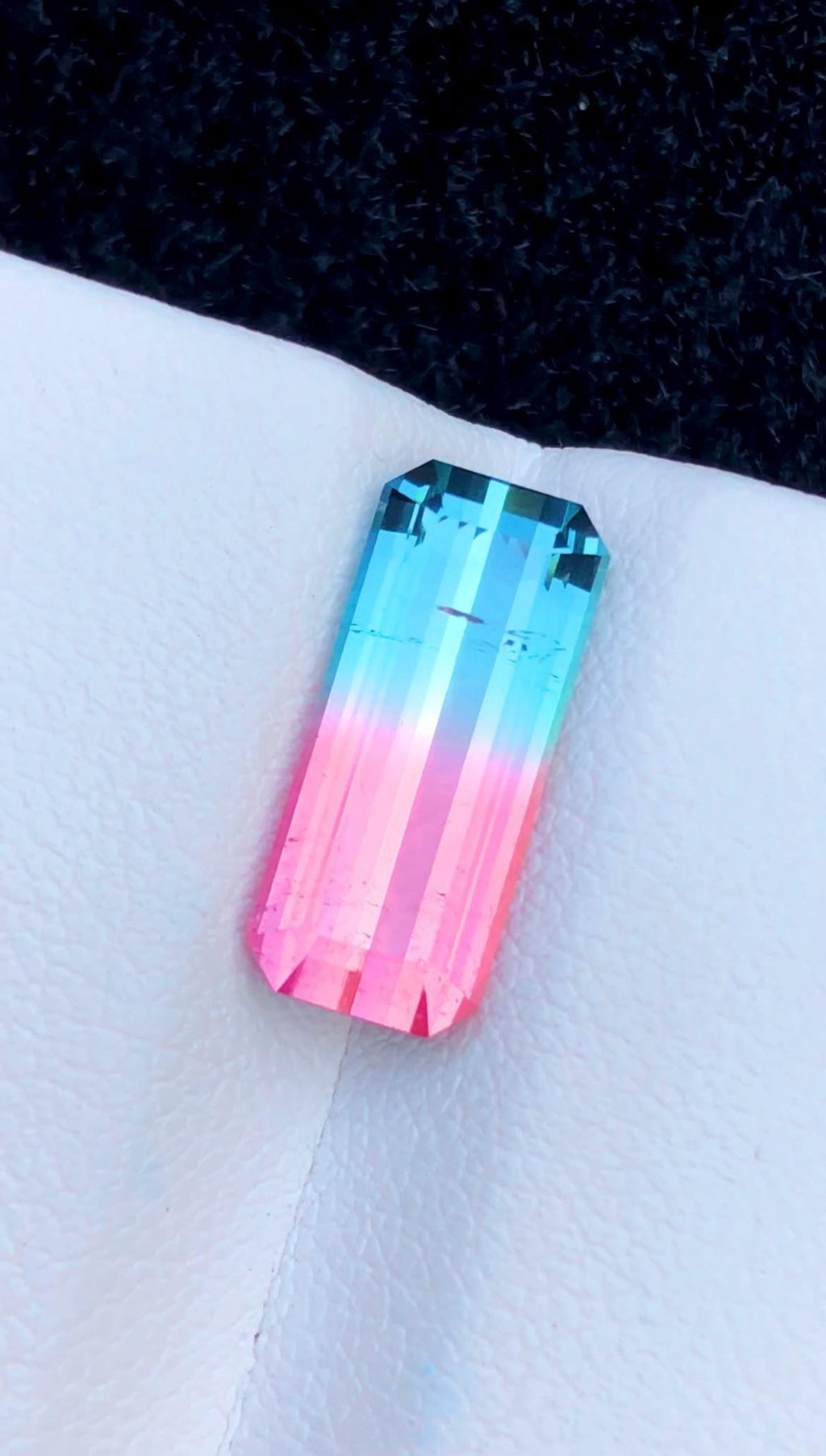 Bi-Color Tourmaline 4.5 Ct Emerald Cut Loose Gemstone | Pink Blue Afghan Tourmaline