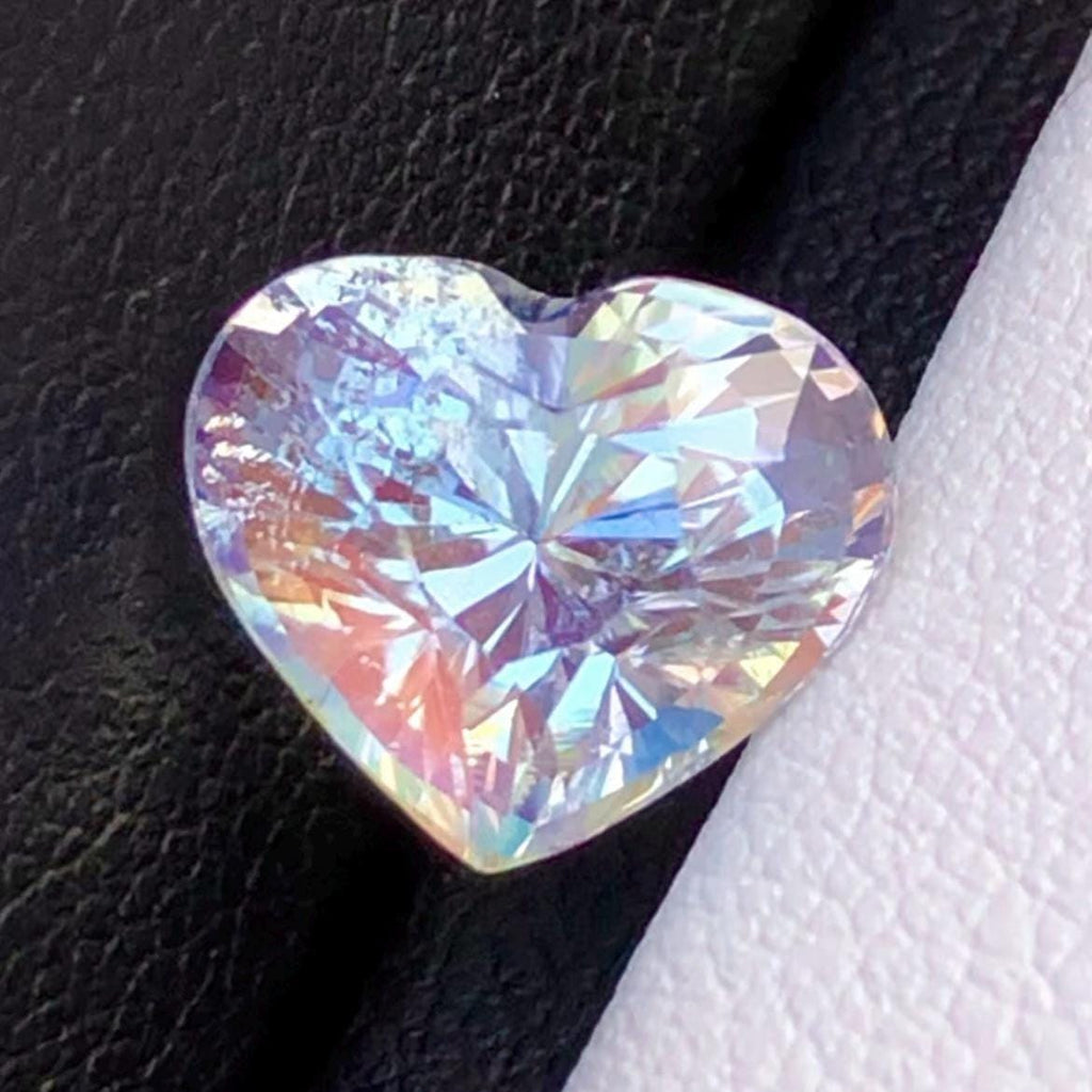 Rainbow Moonstone 3.65 Carat Heart Cut 10x8mm Gemstone from Madagascar