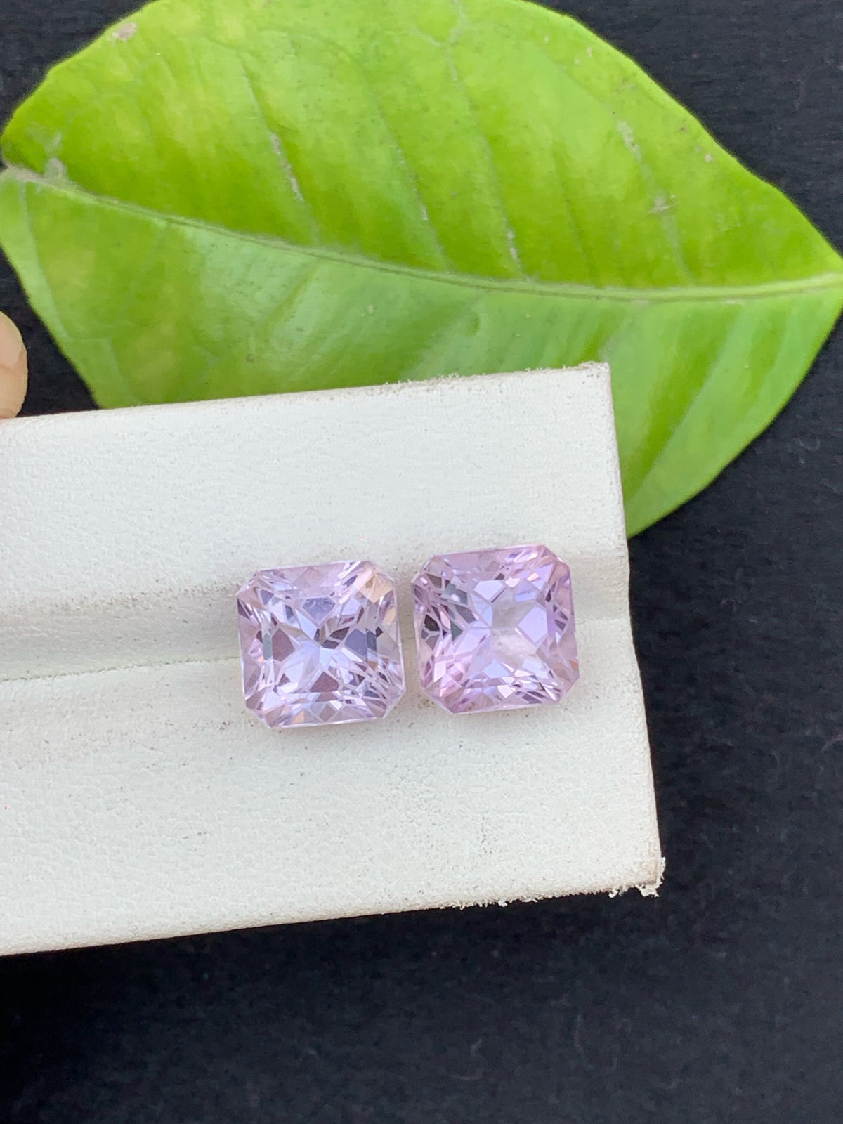 Zambian Amethyst Stone Pair: 10.25 CTS, Square Asscher Cut