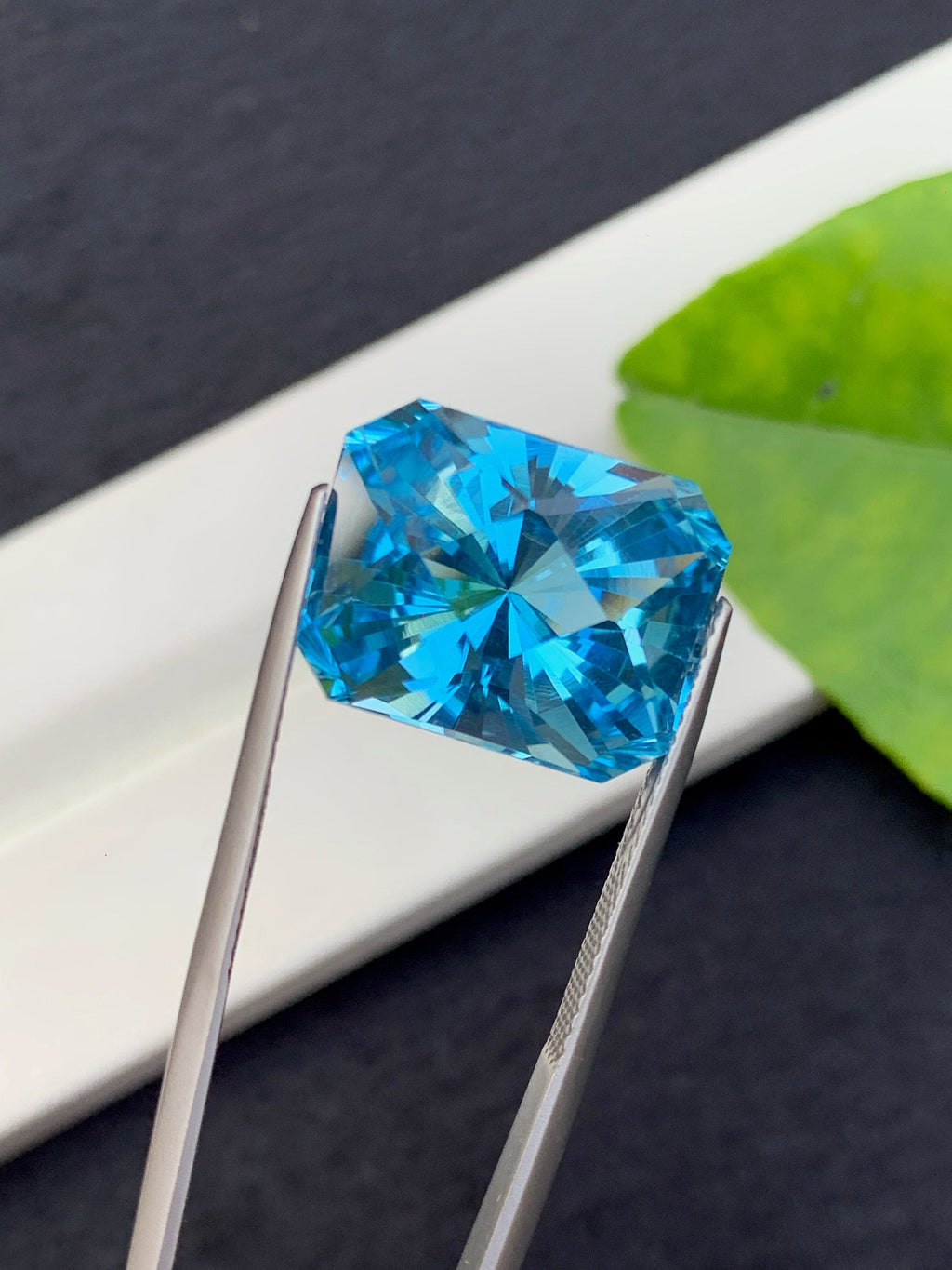 Swiss Blue Topaz Gemstone: 19 CT Emerald Cut, December Birthstone