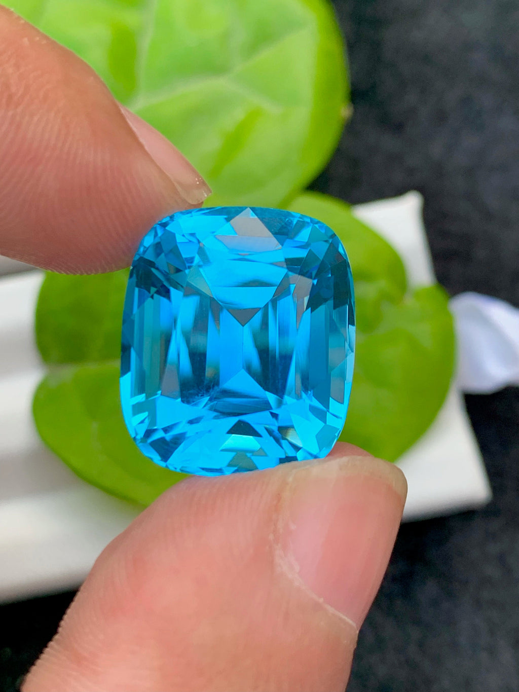30.30 CT Swiss Blue Topaz Gemstone: Cushion Cut, Flawless IF