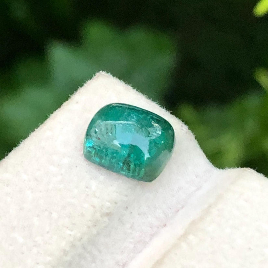 Green Tourmaline Cabochon 3.15 Carat – Elongated Oval Cut from Afghanistan