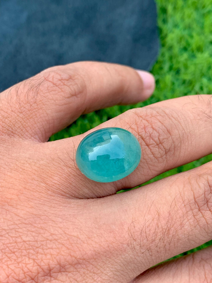 Grandidierite Gemstone Cabochon: Bluish Green, Rare Madagascar Stone, 13.80 Carats