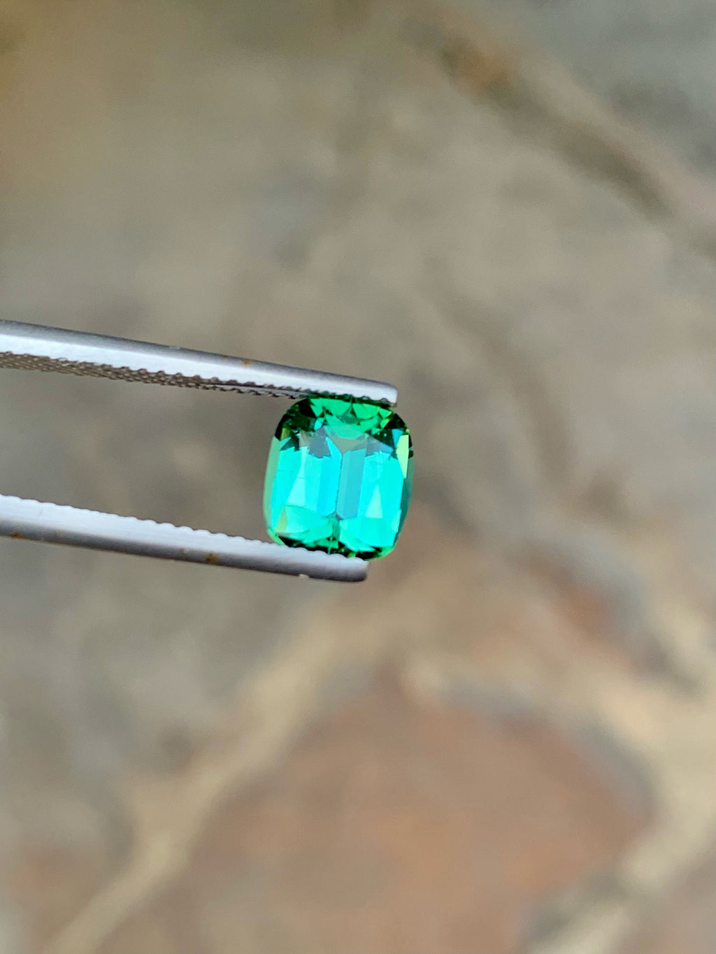 2 CT Bluish Green Tourmaline Gemstone: Cushion Cut, Afghanistan