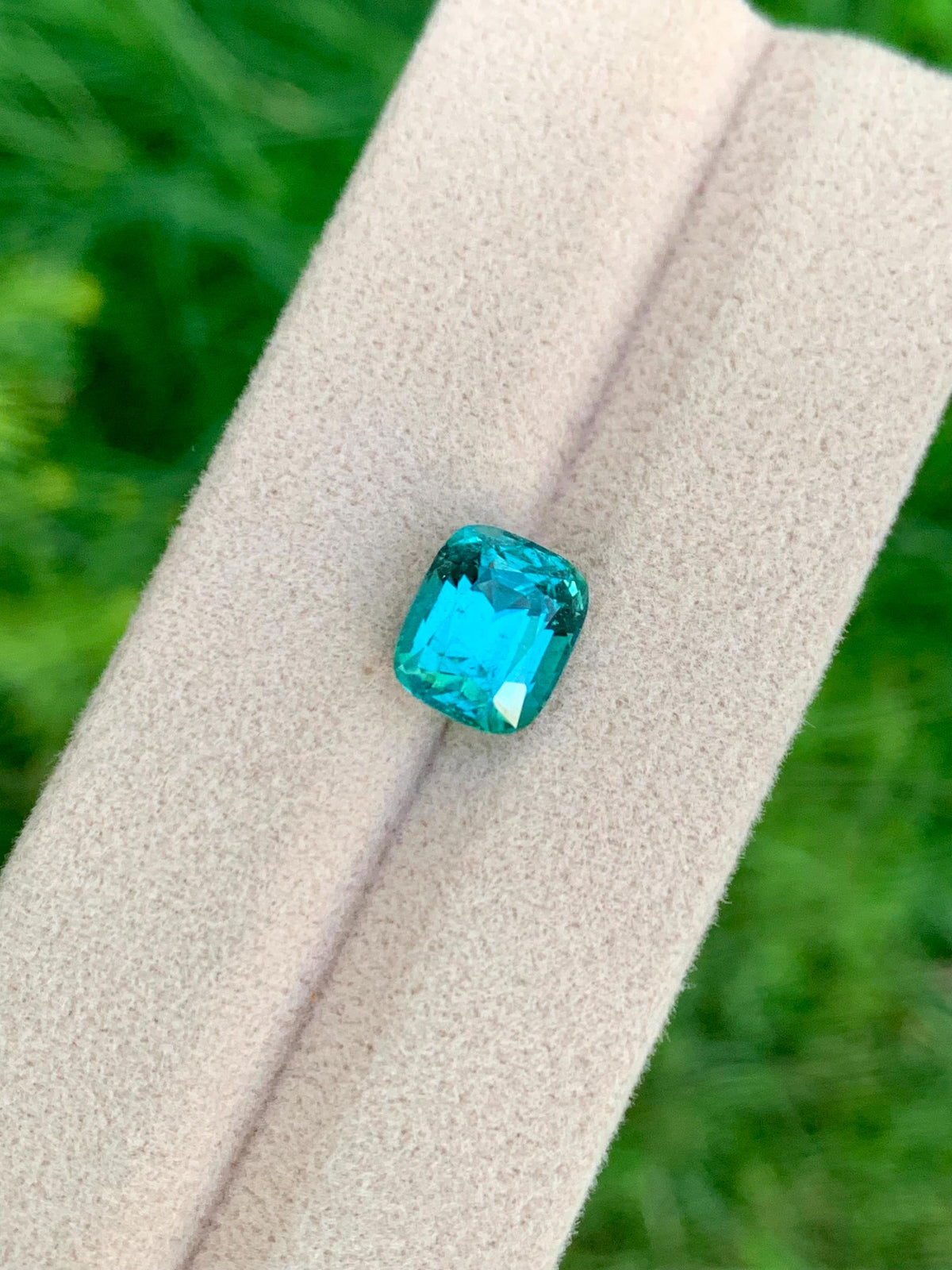 Lagoon Blue Tourmaline Gemstone: Cushion Cut October Birthstone, 3.95 CT