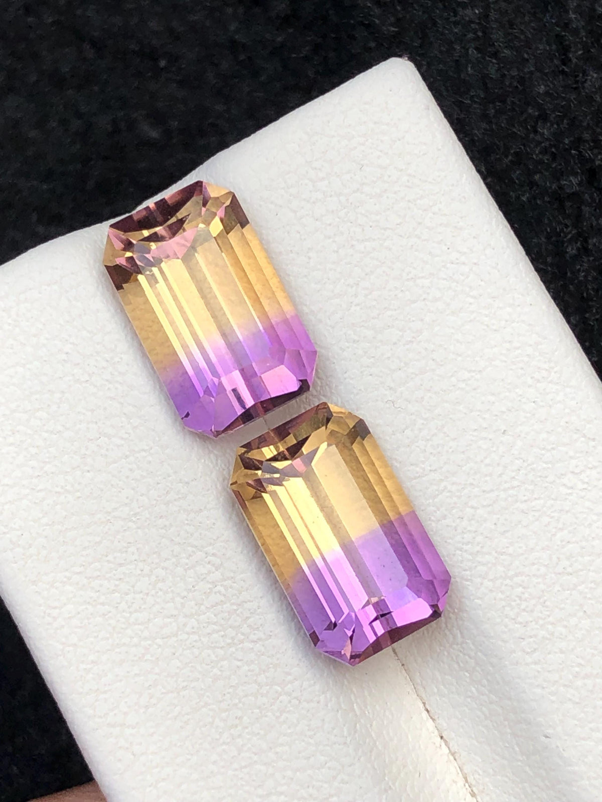 Ametrine 9.30ct - Emerald Cut Bi Color Pair - Brazil