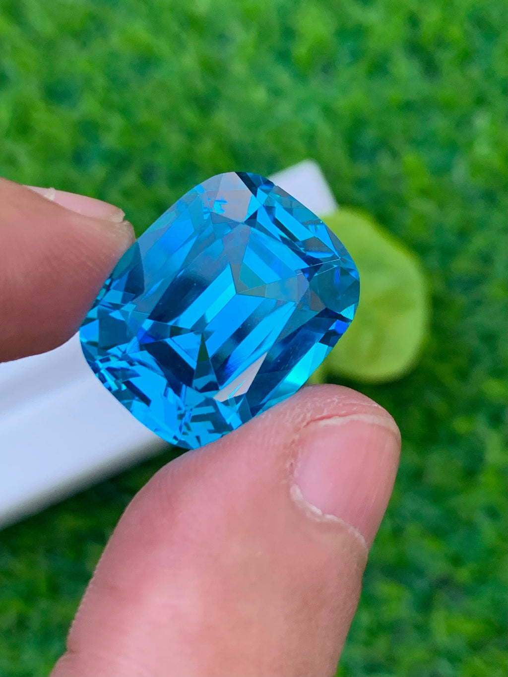 Electric Blue Topaz Gemstone: 35.65 CT Cushion Cut Swiss Topaz