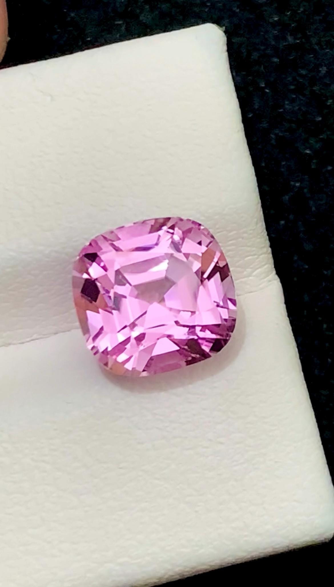Pink Kunzite 5.05 Carat Cushion Cut Faceted Asscher-Style from Nuristan Afghanistan