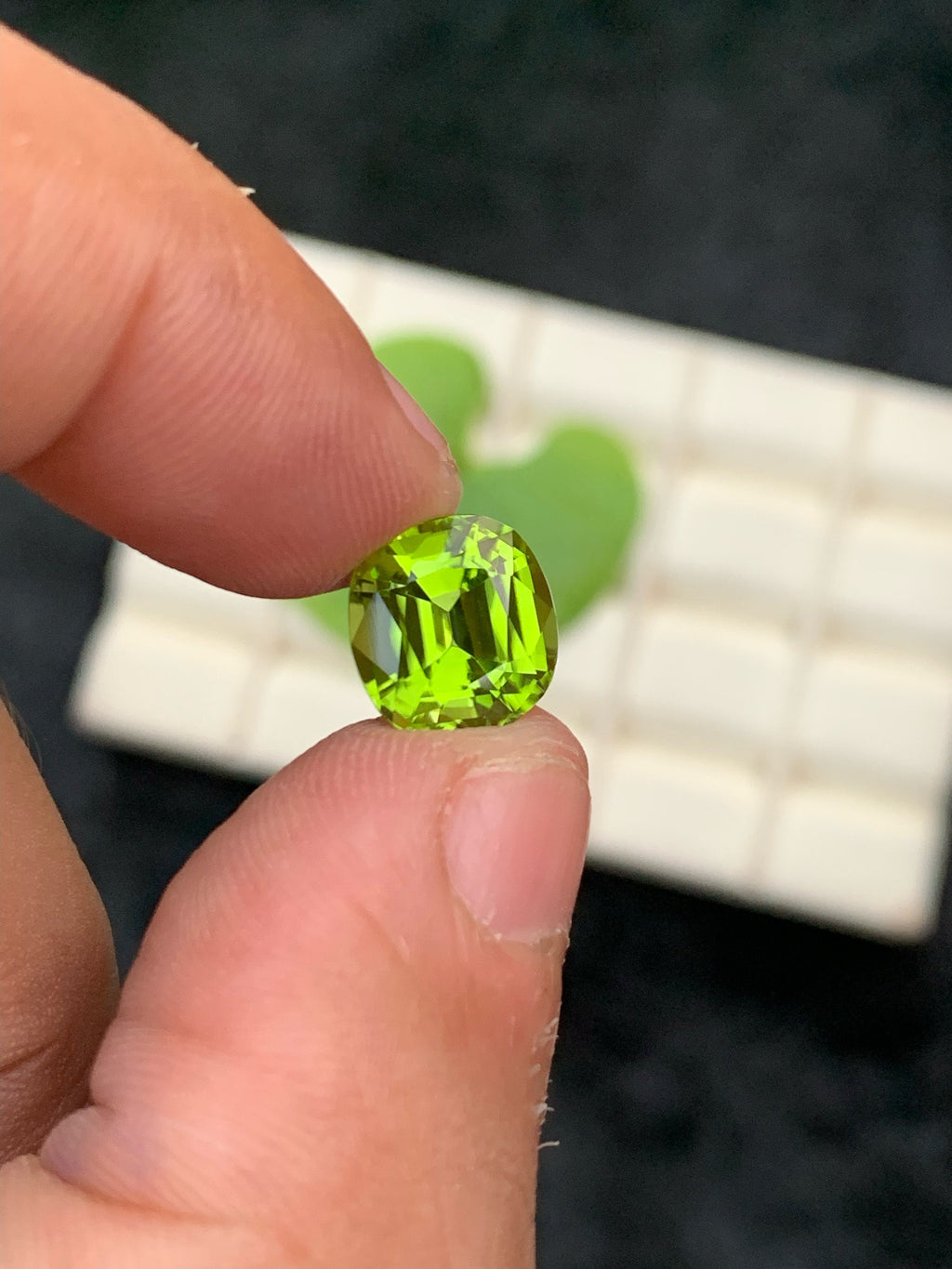 Cushion Cut Natural Peridot Gemstone: August Birthstone, 3.65 Cts