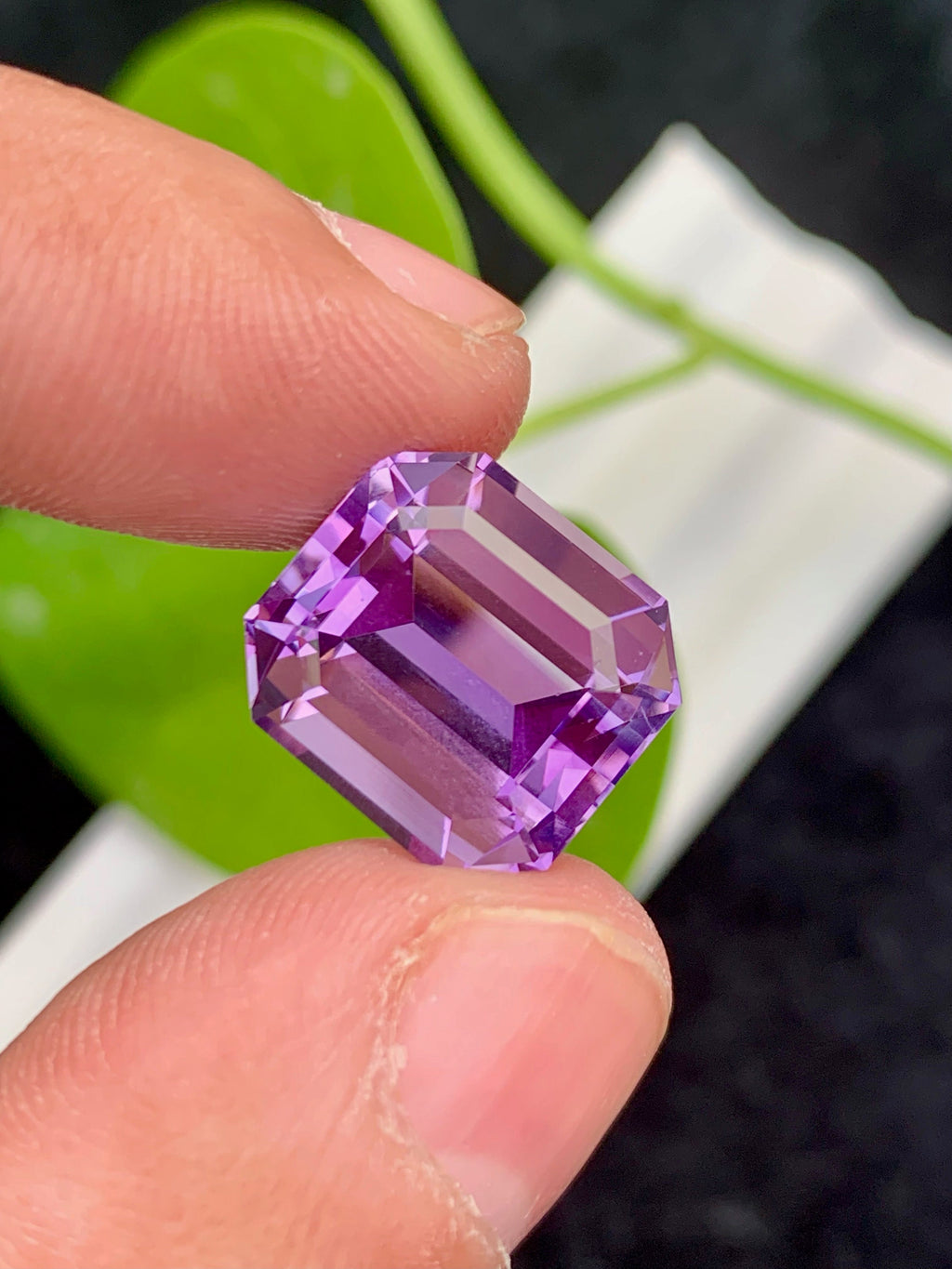 Emerald Cut Pink Purple Amethyst Gemstone, VVS Clarity, 11.75 CT