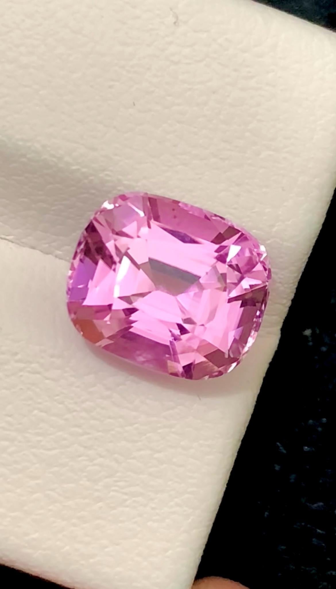 Pink Kunzite Gemstone: 4.95 CT Faceted Cushion Cut From Nuristan Afghanistan