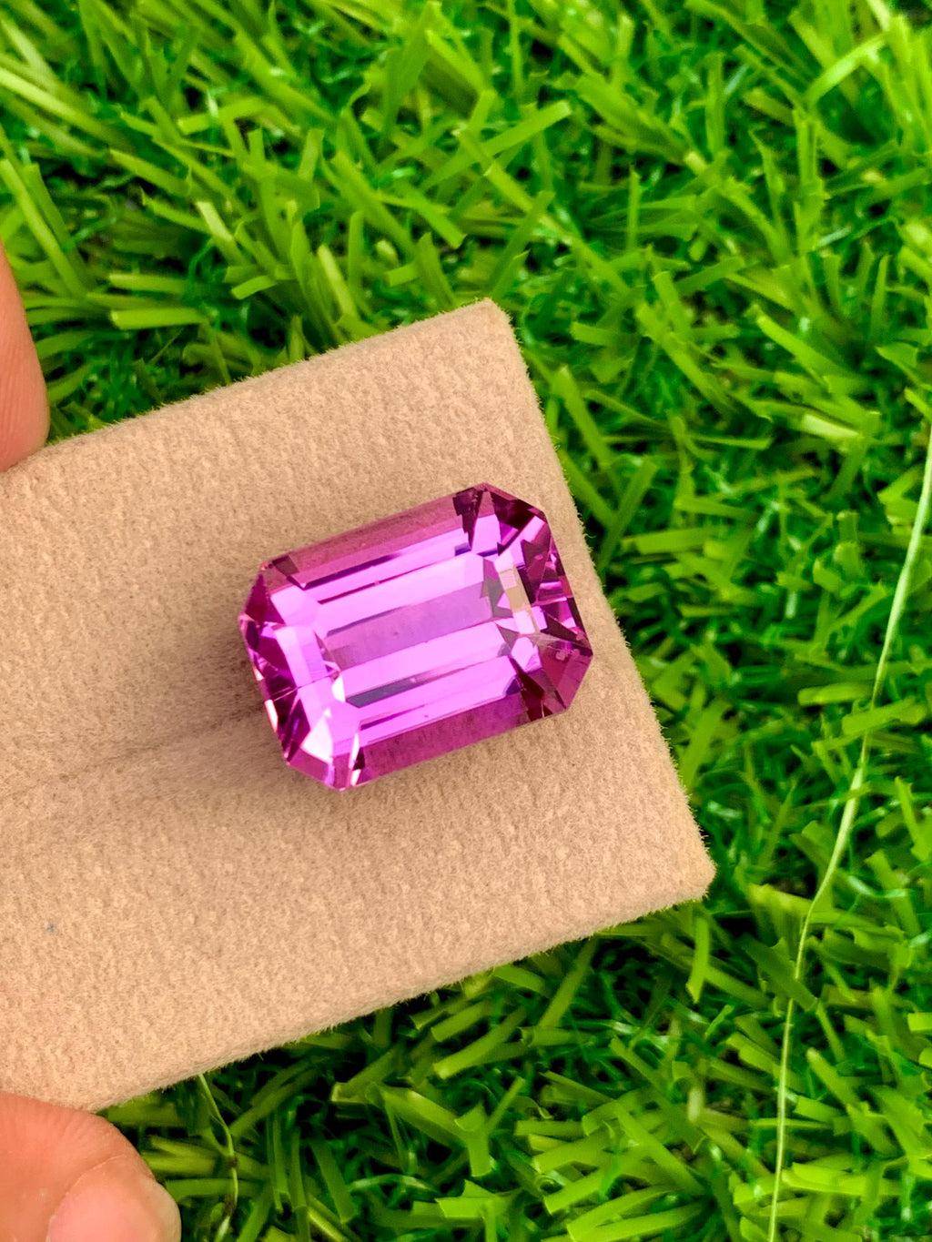 Deep Pink Kunzite Gemstone: Emerald Cut, 18.30 Carat, Afghanistan