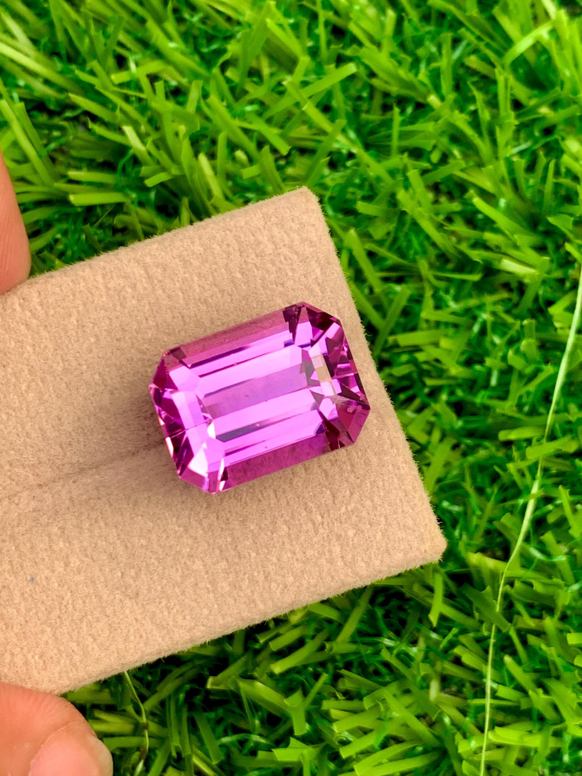 Deep Pink Kunzite Gemstone: Emerald Cut, 18.30 Carat, Afghanistan