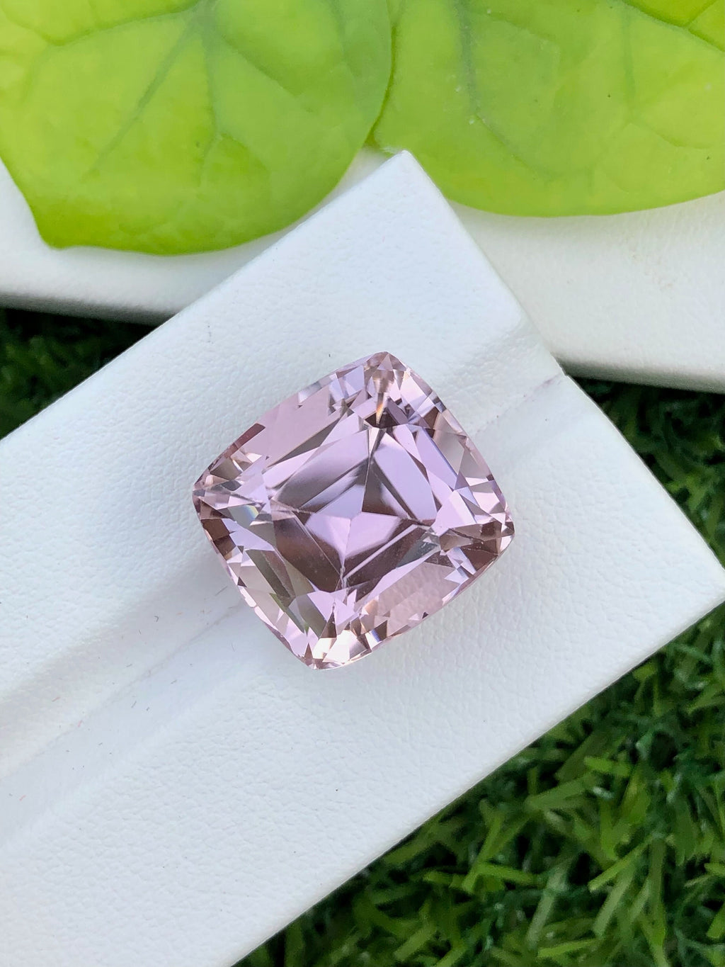 Peach Pink Kunzite Gemstone: Faceted Cushion Cut, 26.25 CT