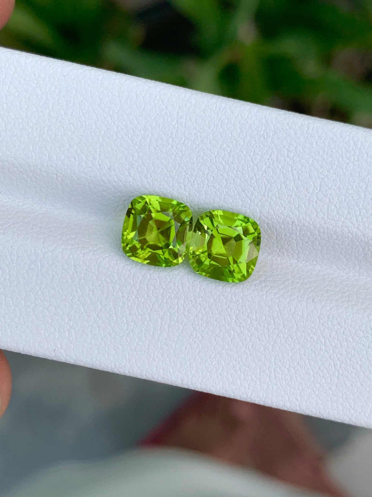Cushion Cut Peridot Gemstone Pair: August Birthstone, 5.00 CT