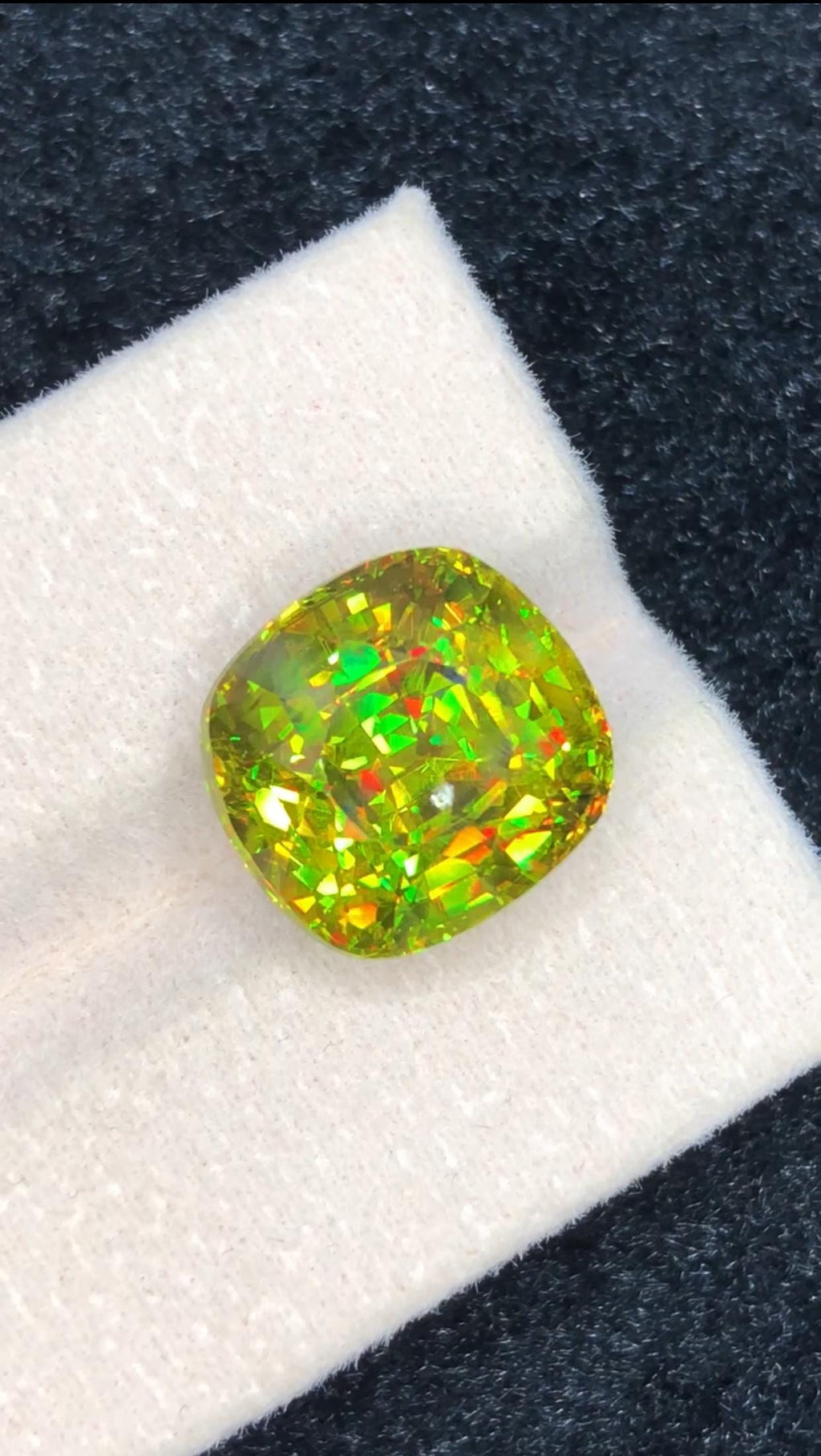 Green Sphene Gemstone: 11.50 Carat Cushion Cut Collector's Stone