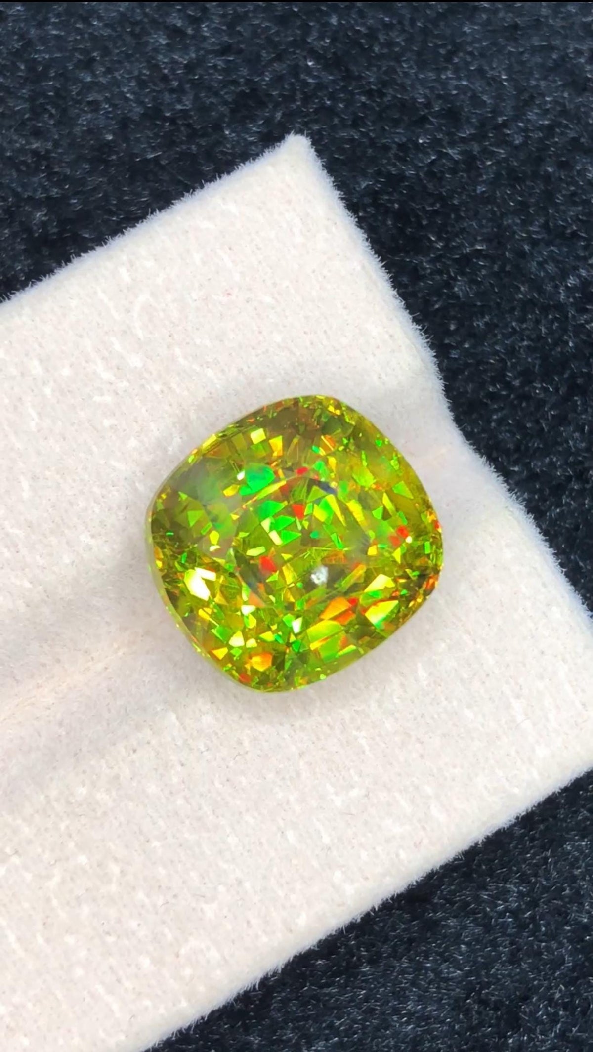Green Sphene Gemstone: 11.50 Carat Cushion Cut Collector's Stone