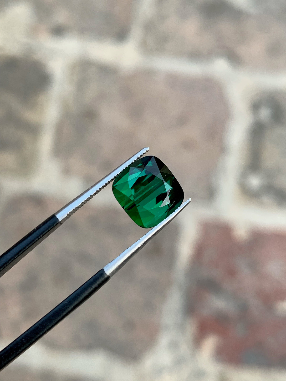 Bottle Green Tourmaline: 3.85 CTS Cushion Cut Gemstone, Afghanistan Origin