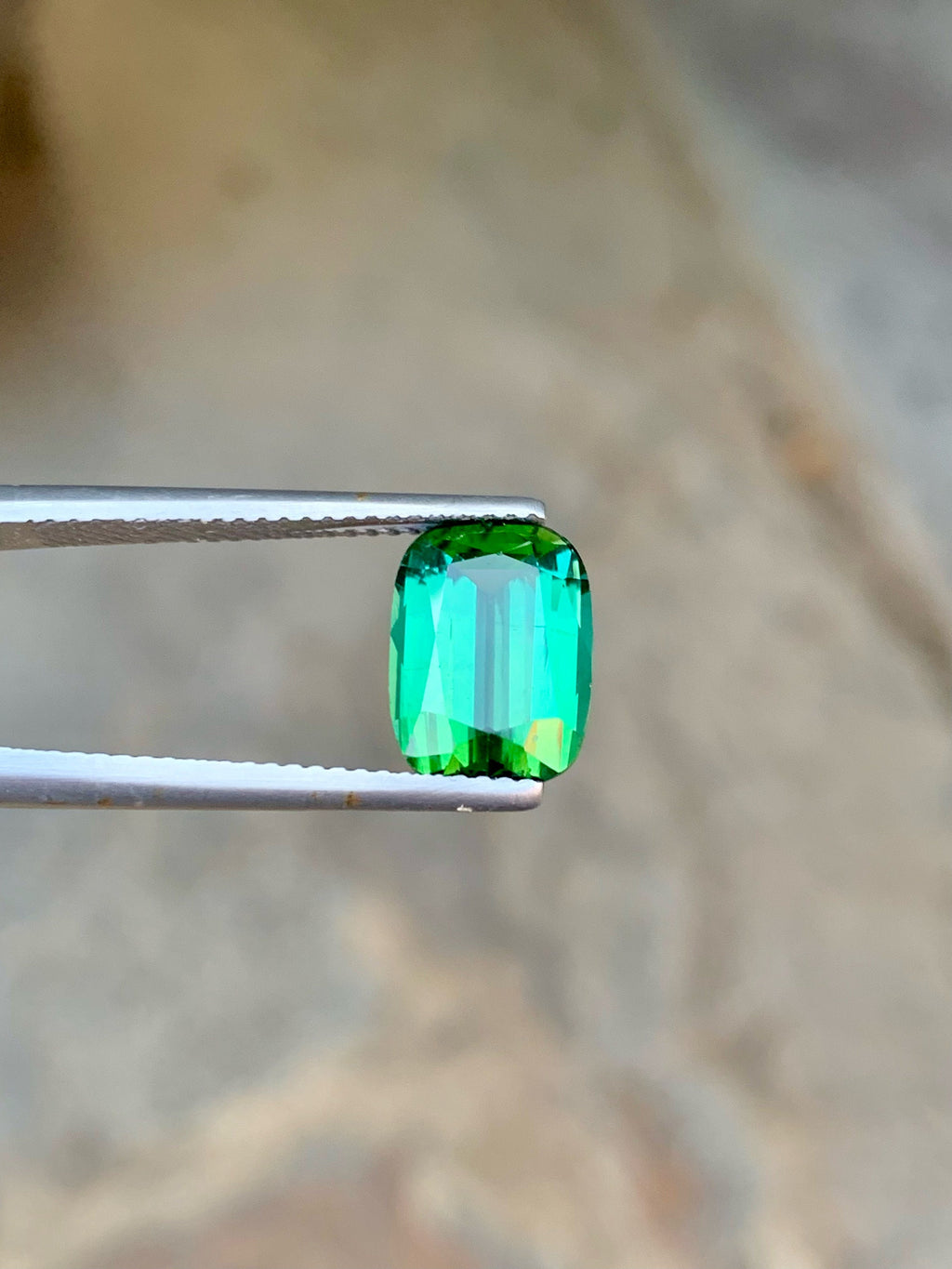 Bluish Green Tourmaline Gemstone: 3.75 CT Cushion Cut from Jaba Mine