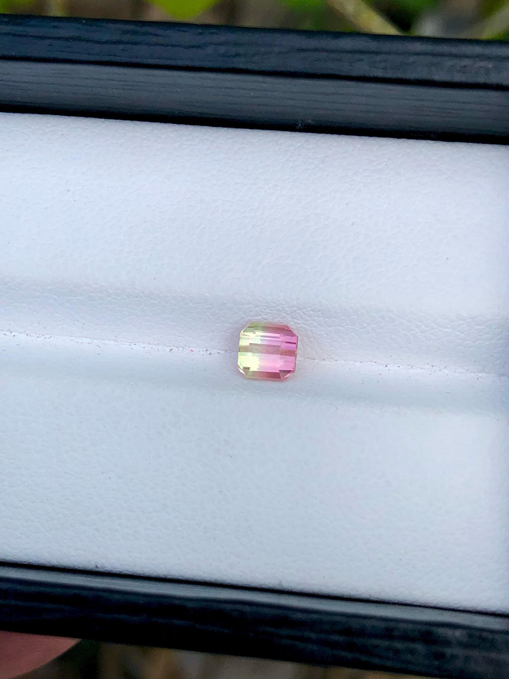 Emerald Cut Bi-Color Tourmaline Gemstone: Peach Pink/Blizzard Blue, 0.65 CT