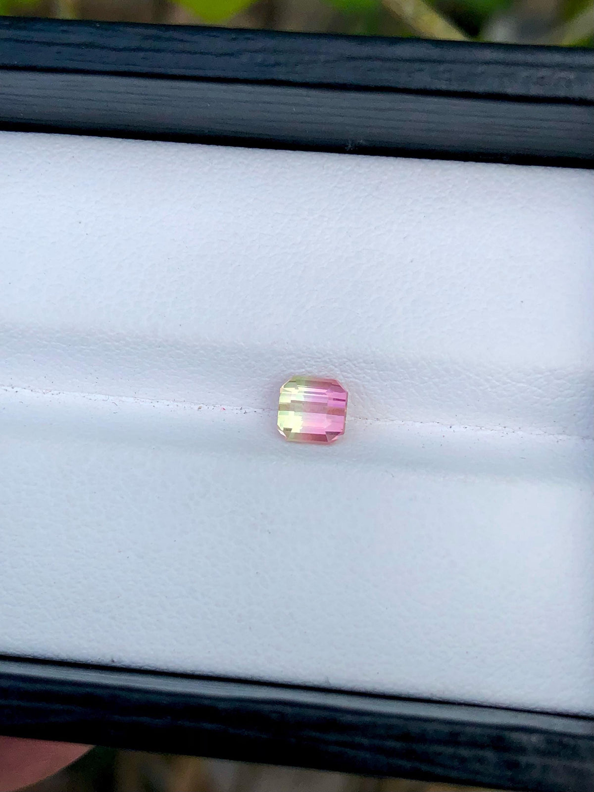 Emerald Cut Bi-Color Tourmaline Gemstone: Peach Pink/Blizzard Blue, 0.65 CT
