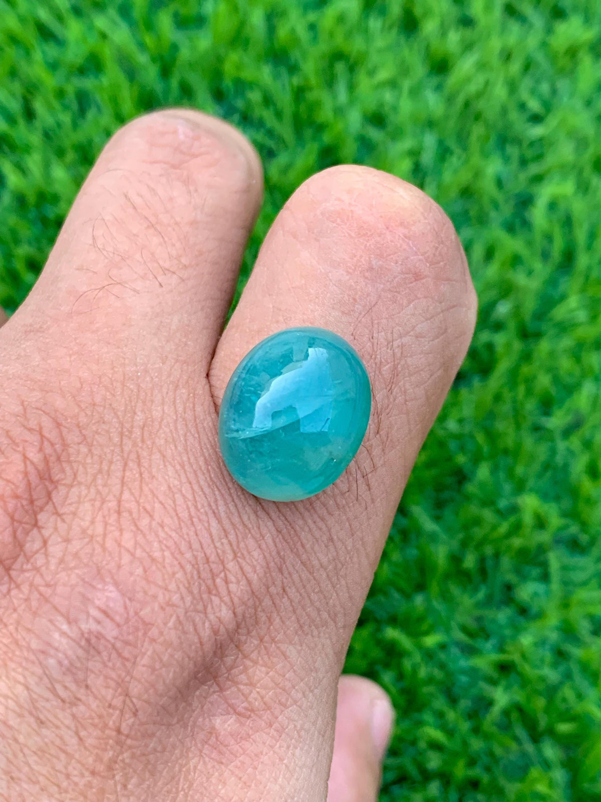 Grandidierite Gemstone Cabochon: Bluish Green, Rare Madagascar Stone, 13.80 Carats