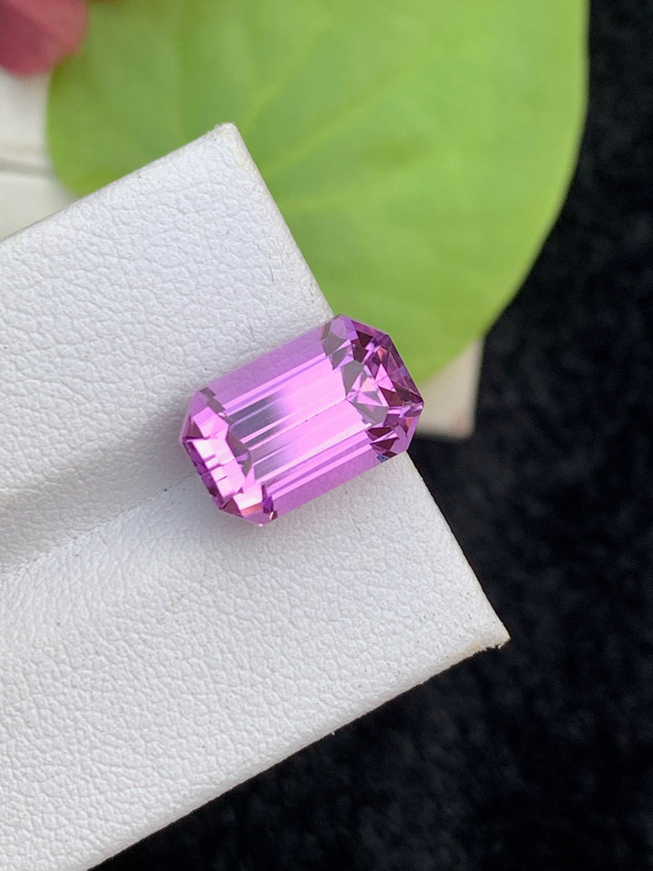 Deep Pink Kunzite Gemstone: 7.80 CT Emerald Cut Spodumene Stone