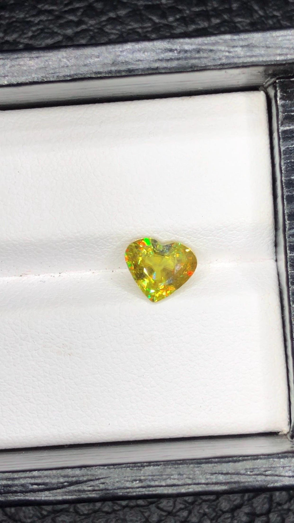 1.40 CT Heart Sphene Titanite Gemstone: Rare Faceted Yellow-Green Loose Gem
