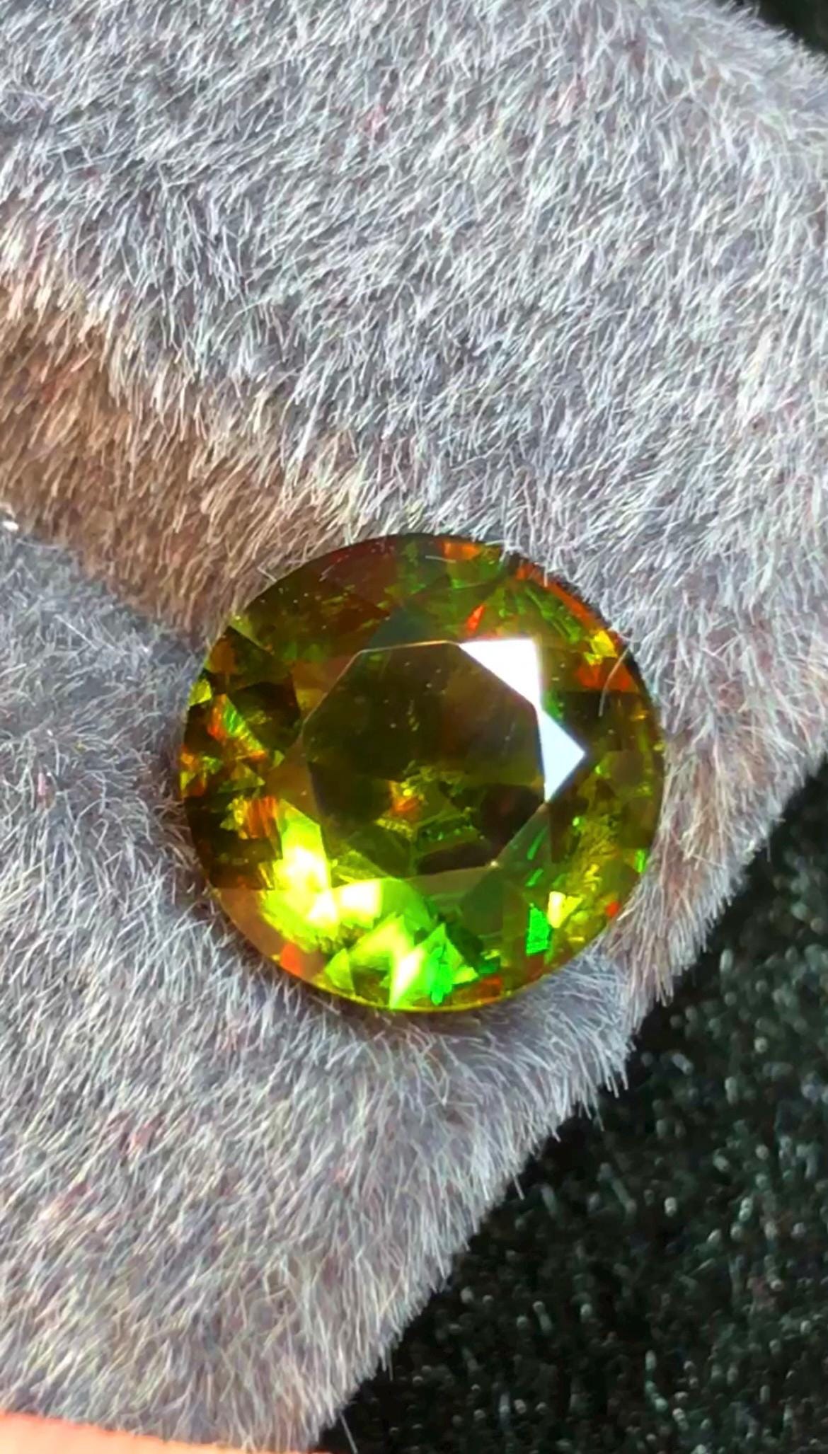 Green Sphene 3.00 ct Round Cut Green Gemstone from Skardu Pakistan