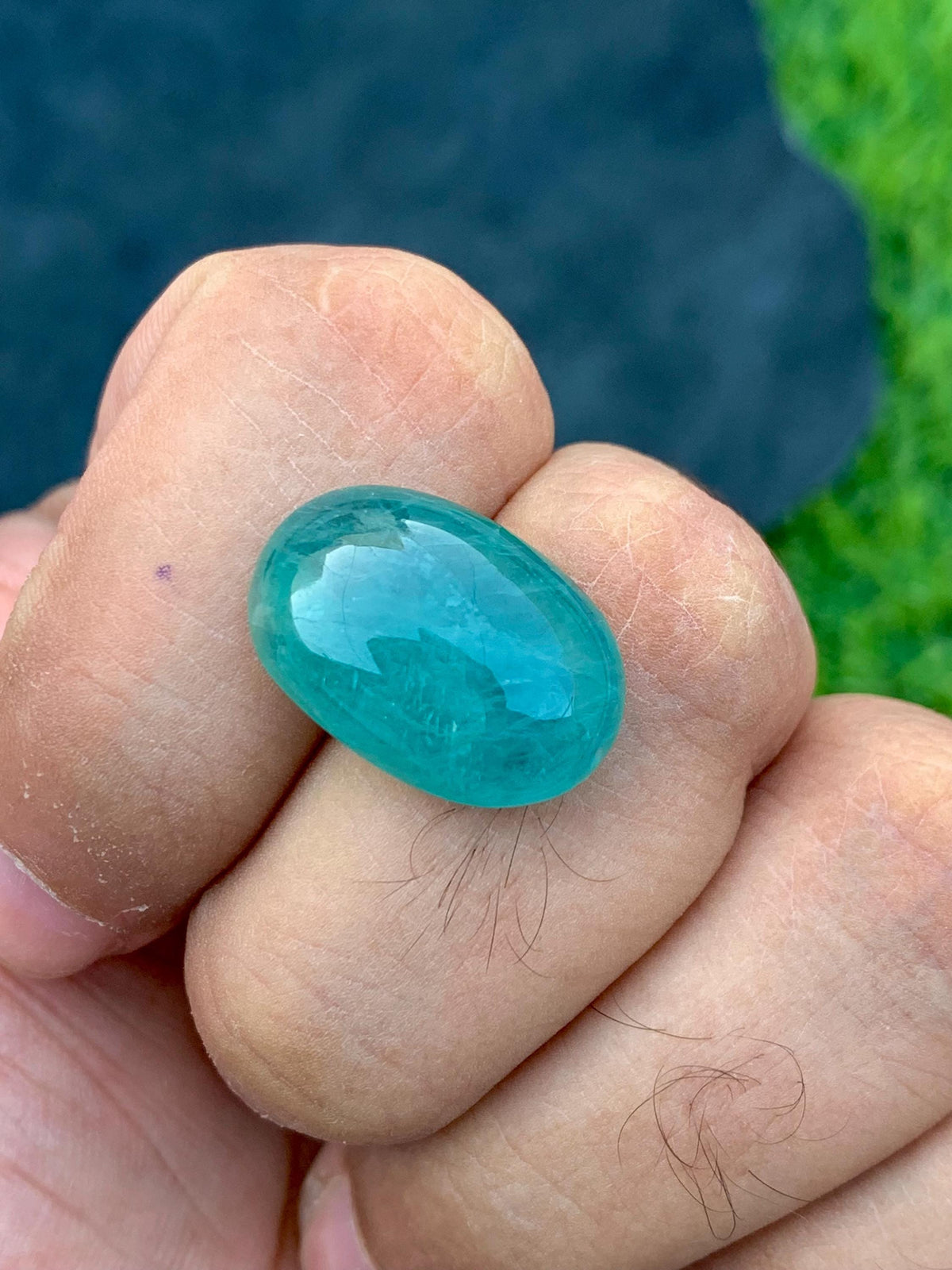 Grandidierite Gemstone Cabochon: Bluish Green, Rare Madagascar Stone, 15.30 Carats