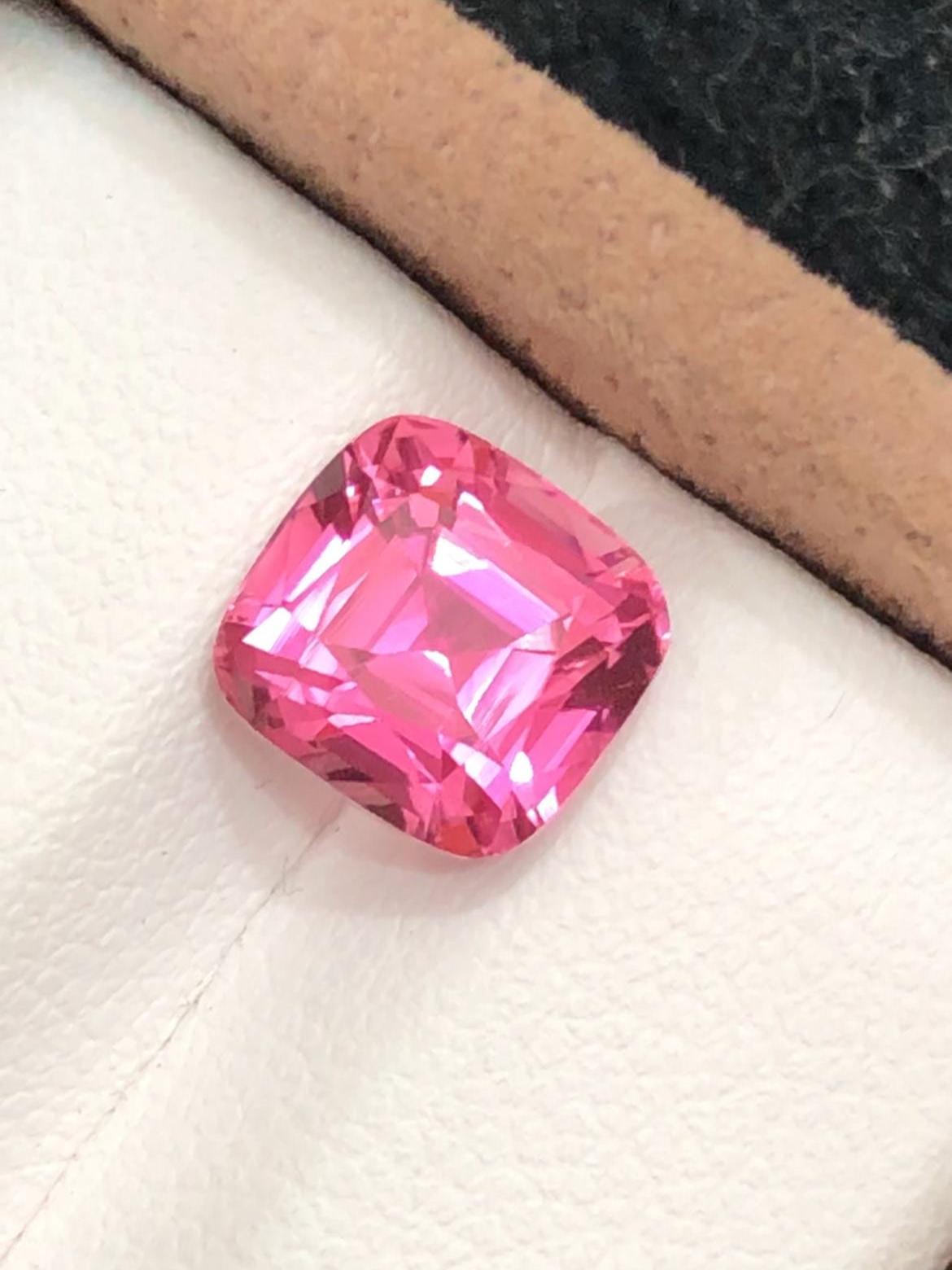 Neon Pink Rubellite 3.35ct Cushion Cut Madagascar