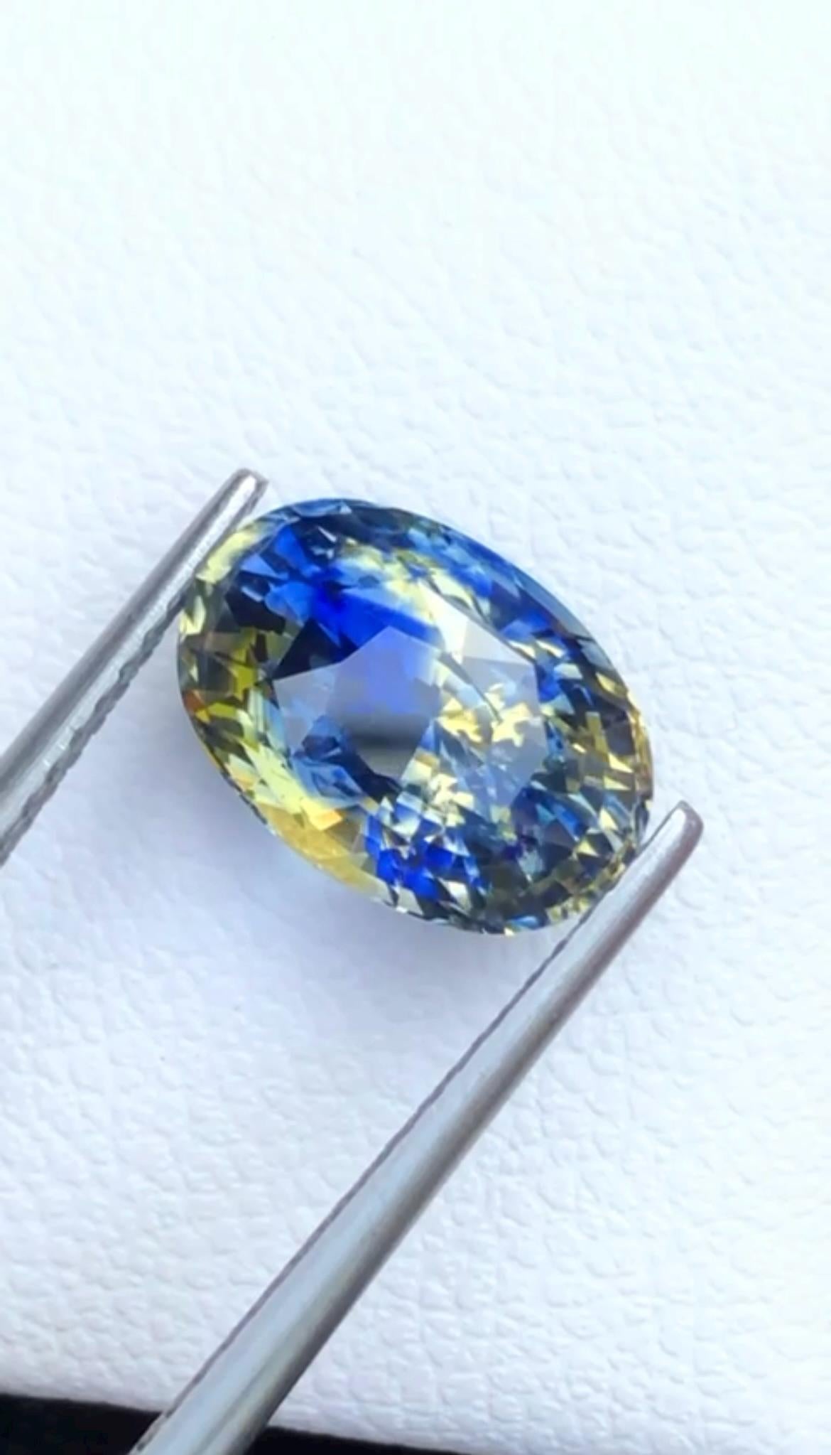 Bi Color Sapphire 4 Ct Oval Cut – Blue-Yellow Gem from Sri Lanka