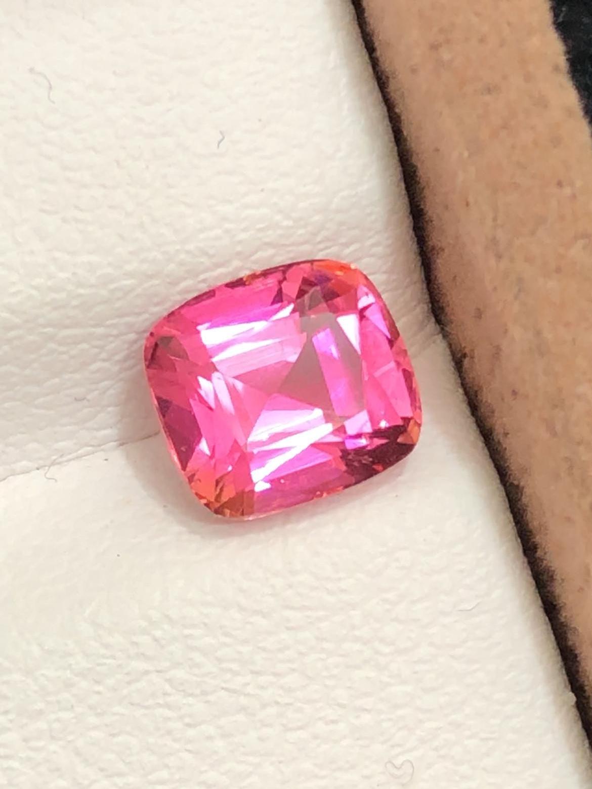 Vivid Pink Rubellite 1.70 Cushion Cut Madagascar