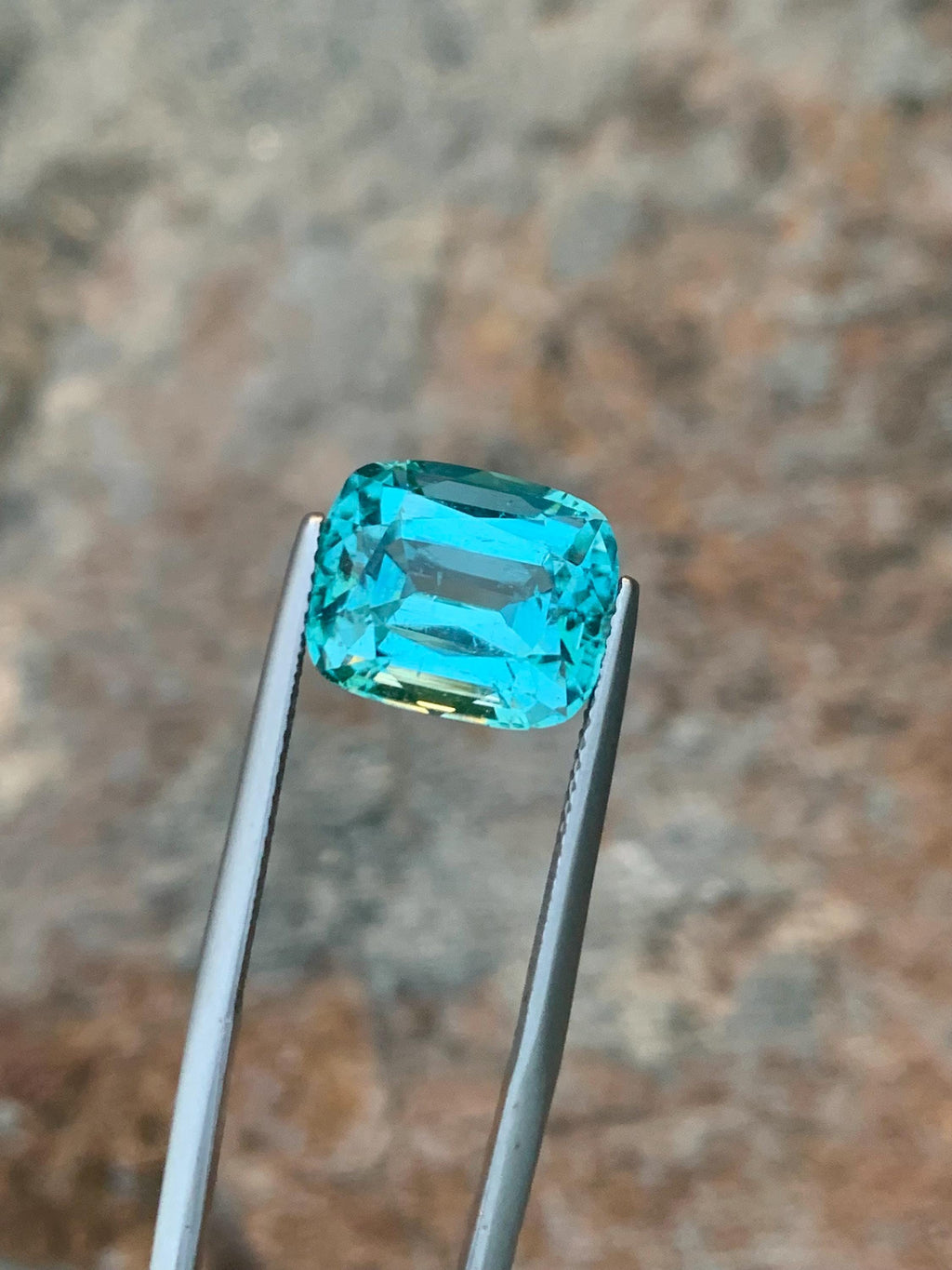 Blue Lagoon Tourmaline Stone: 7.90 CT Faceted Cushion Gemstone